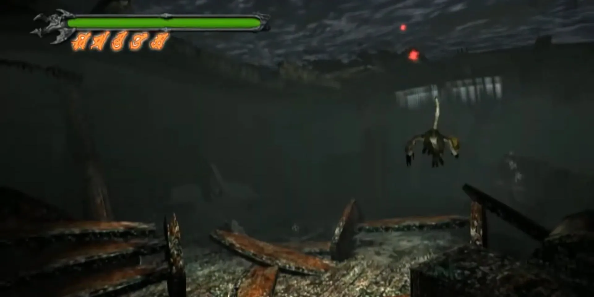 Dante bơi dưới nước trong màn Tàu Ma của Devil May Cry