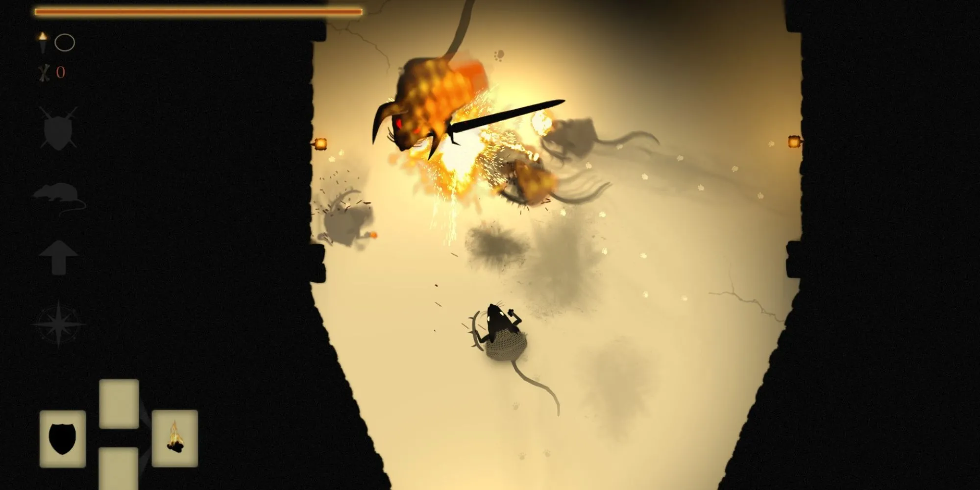 Dark Maus gameplay với hình ảnh tối giản và nhân vật chuột