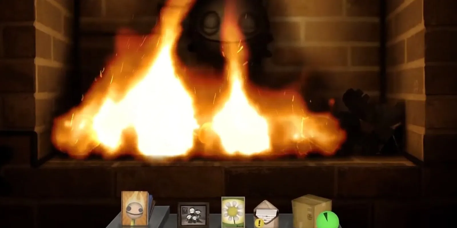Đốt cháy vật phẩm trong lò sưởi của game giải đố Little Inferno