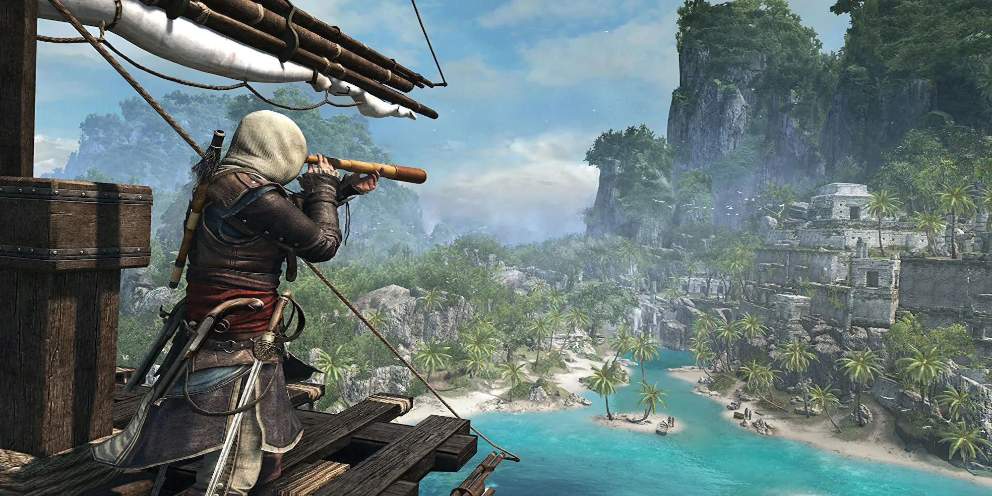 Edward Kenway nhìn ra biển trong Assassin's Creed IV: Black Flag