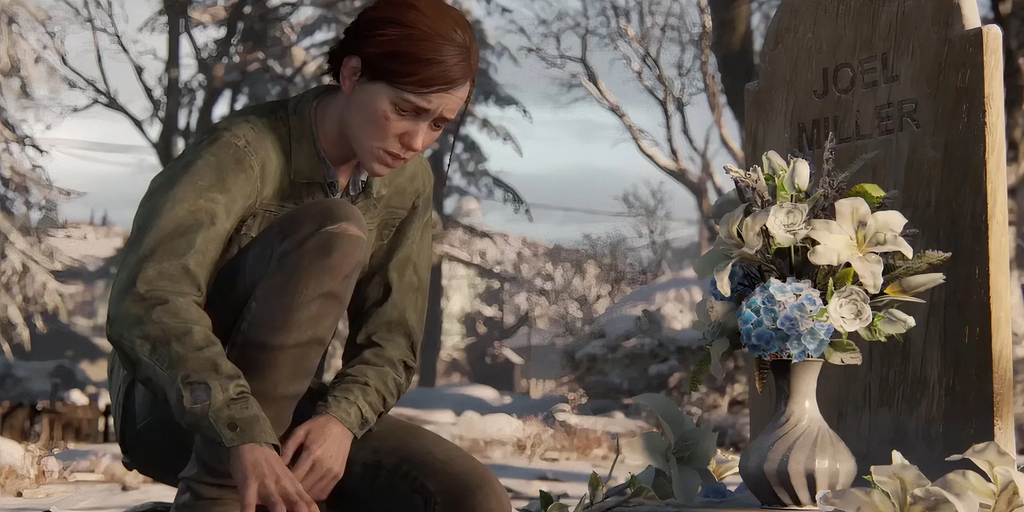 Ellie Williams trên giường chết của Joel Miller trong The Last of Us Part 2