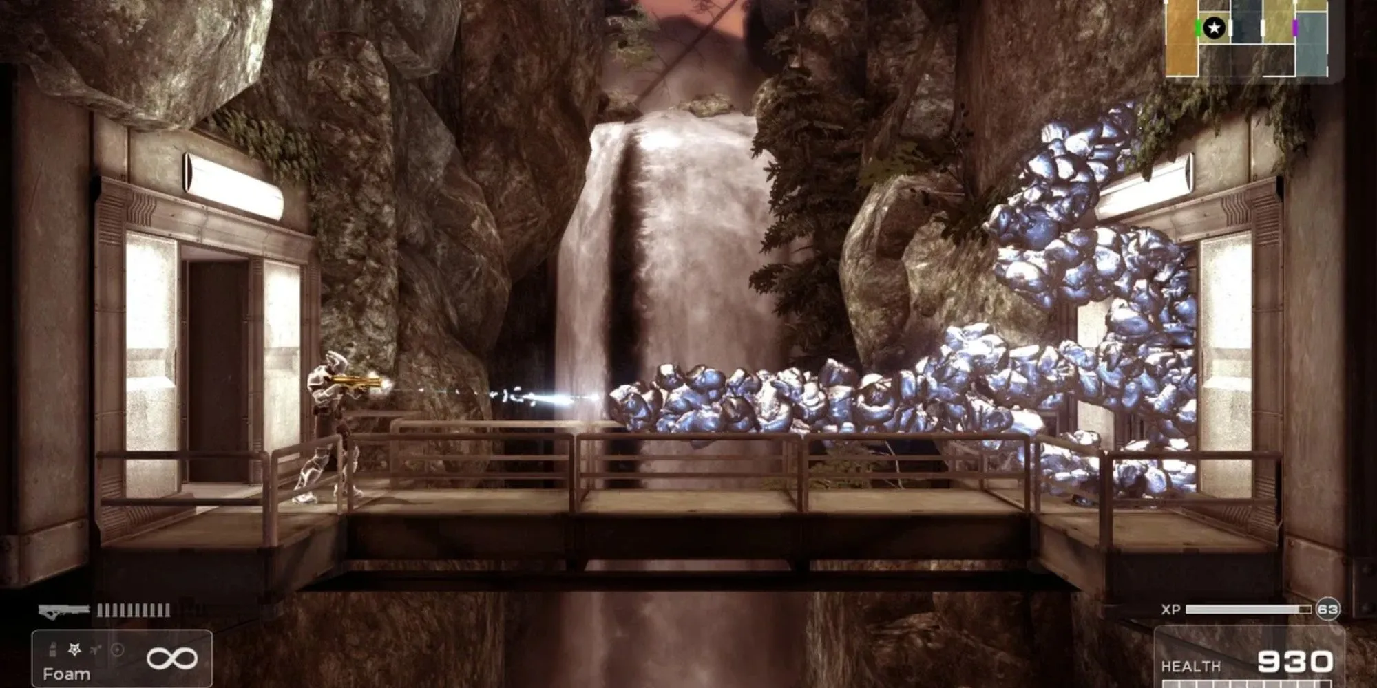 Gameplay Shadow Complex Remastered với nhân vật Jason và môi trường 2.5D