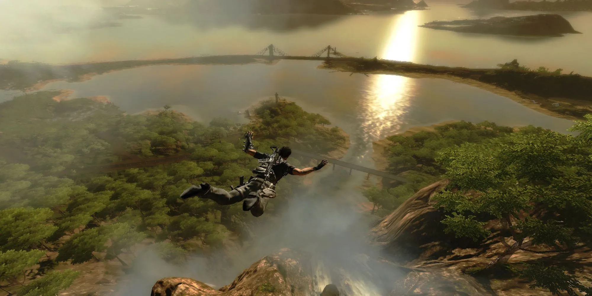 Gameplay từ game Just Cause 2 cho thấy cảnh hành động và phá hủy