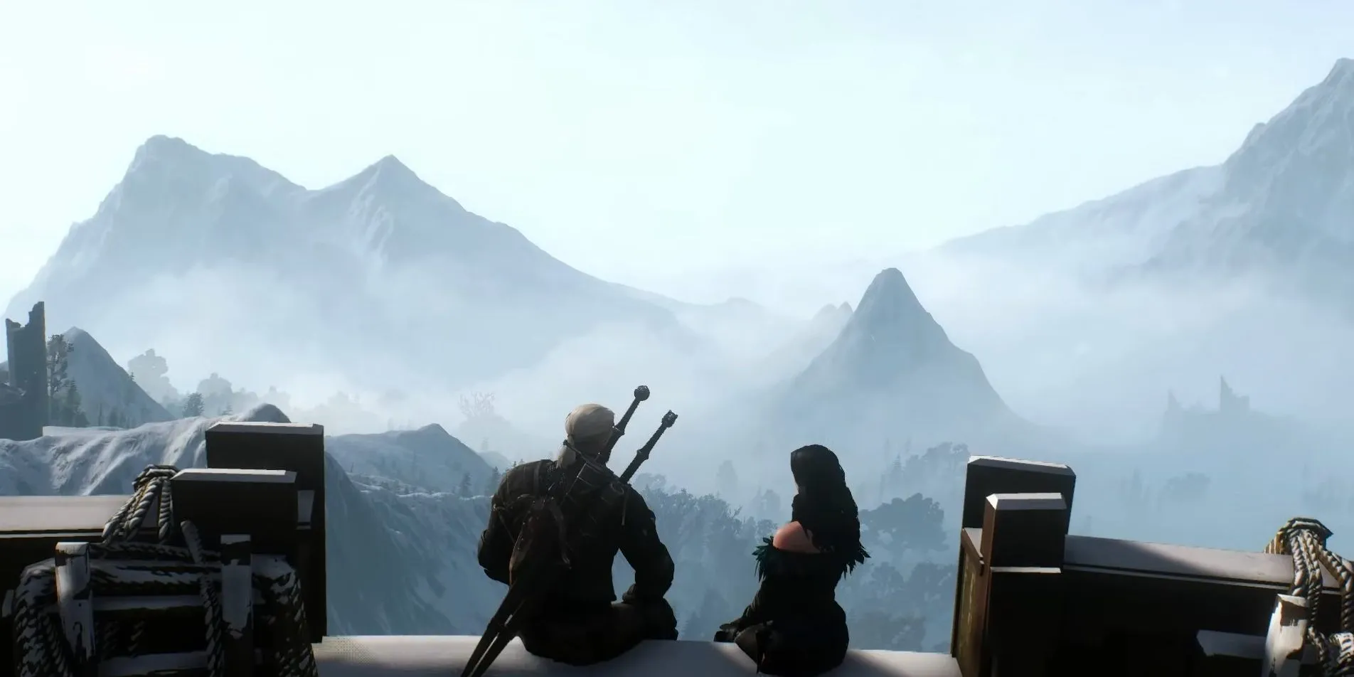 Geralt thân mật với một trong các nhân vật nữ trong The Witcher 3