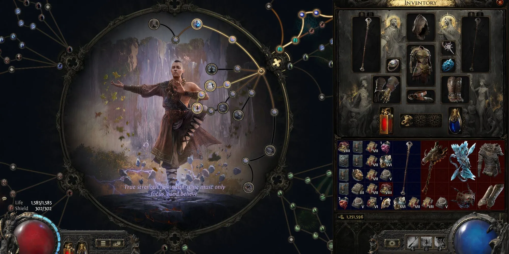 Giao diện cây kỹ năng bị động (Passive Skill Tree) và các lựa chọn Thăng Hoa (Ascendancies) trong Path of Exile 2