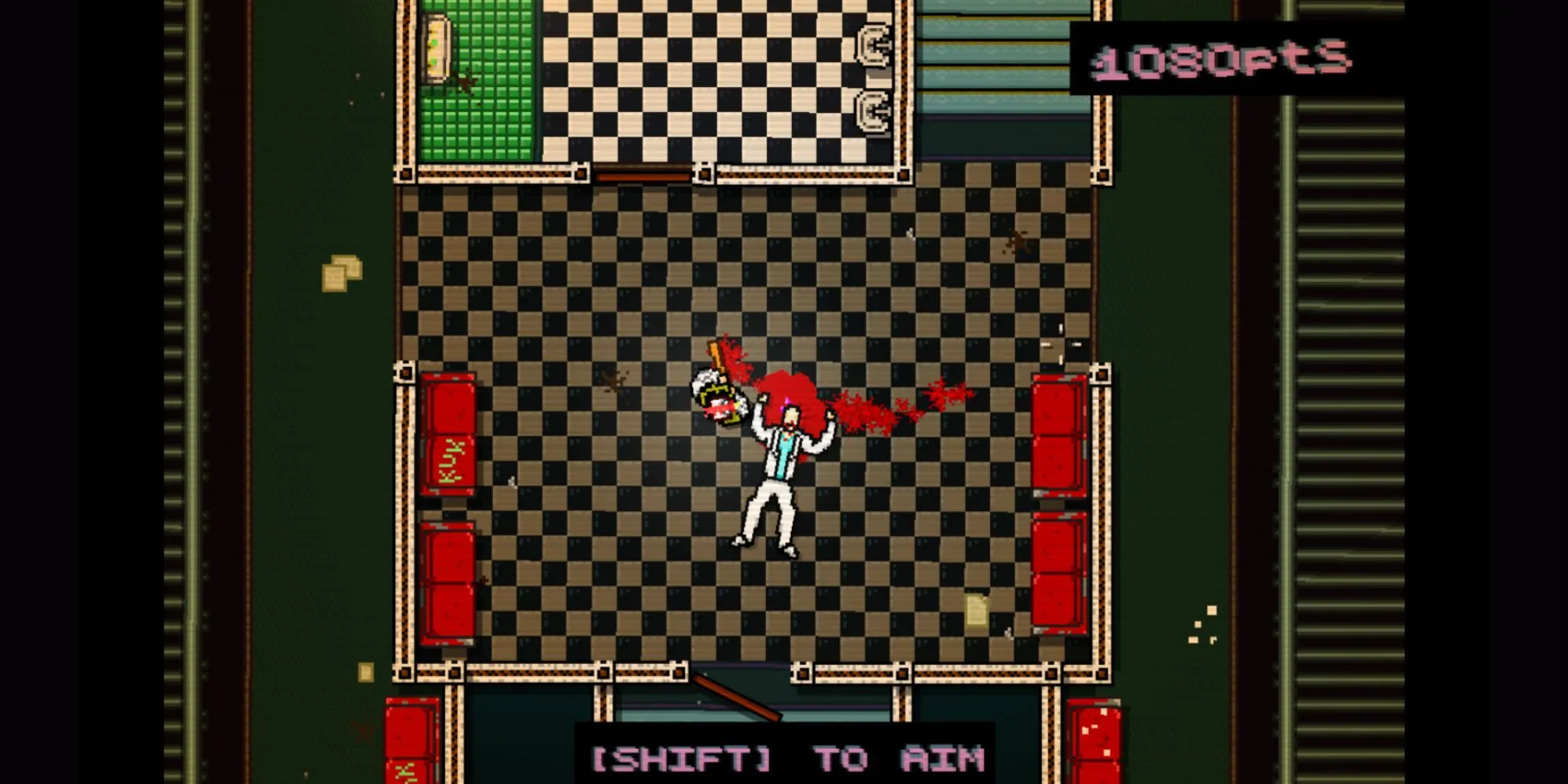 Giao diện hành động đỉnh cao của Hotline Miami, tựa game indie phê phán bạo lực trong game.