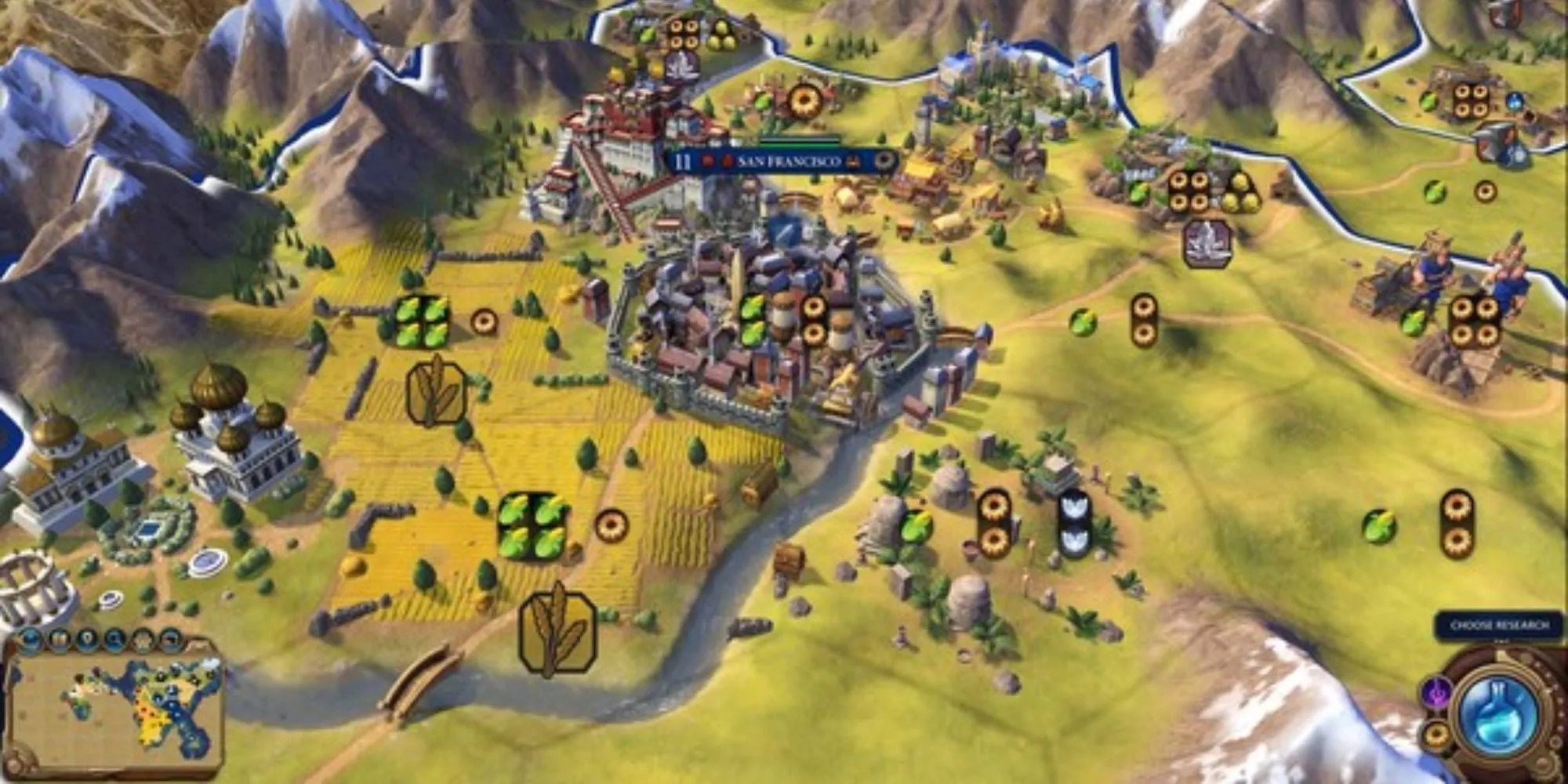 Giao diện màn hình chơi game Sid Meier's Civilization 6 với các đơn vị quân và công trình.