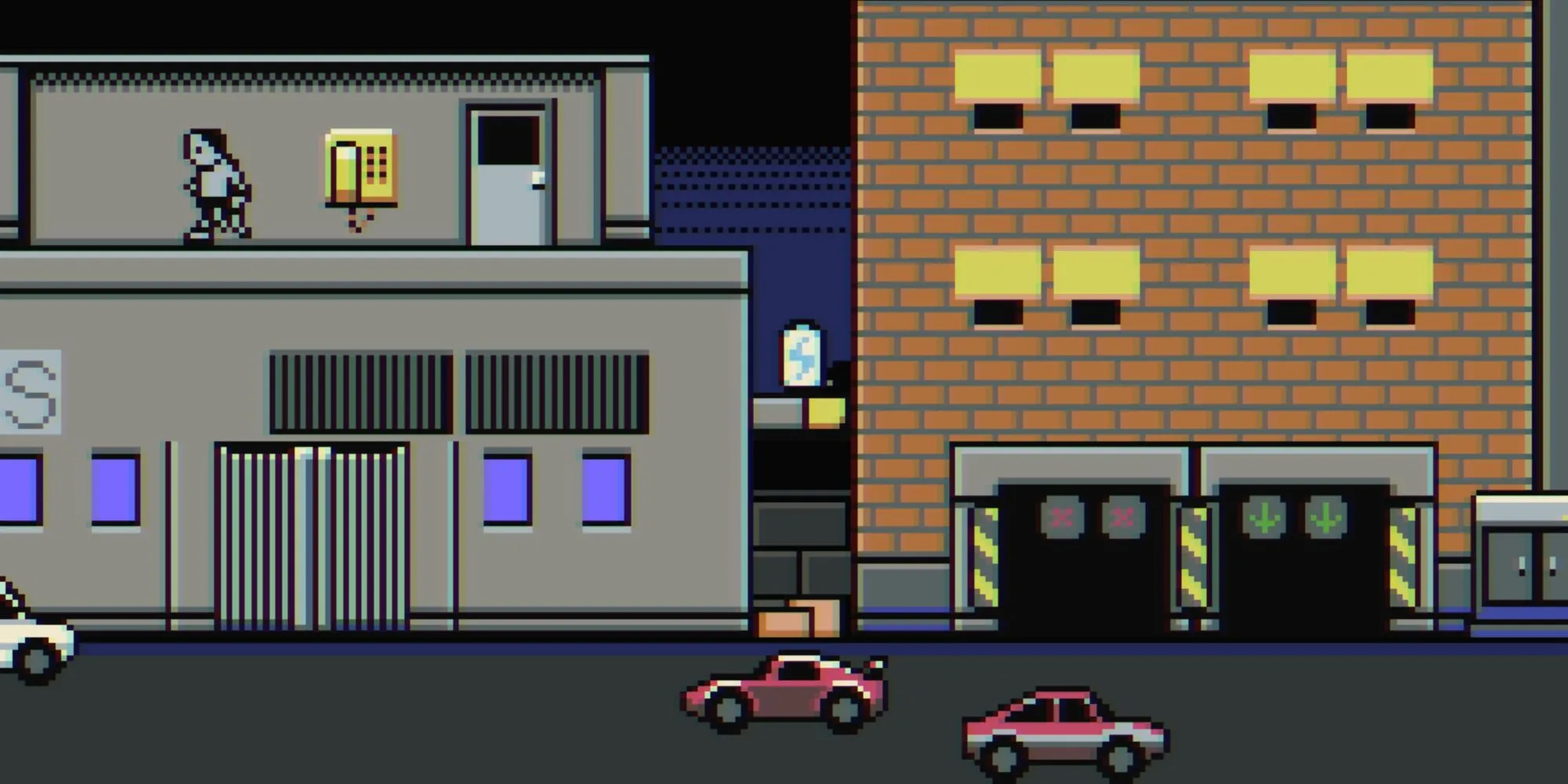 Giao diện màn hình game Watch Dogs 1985 với phong cách cyberpunk pixel