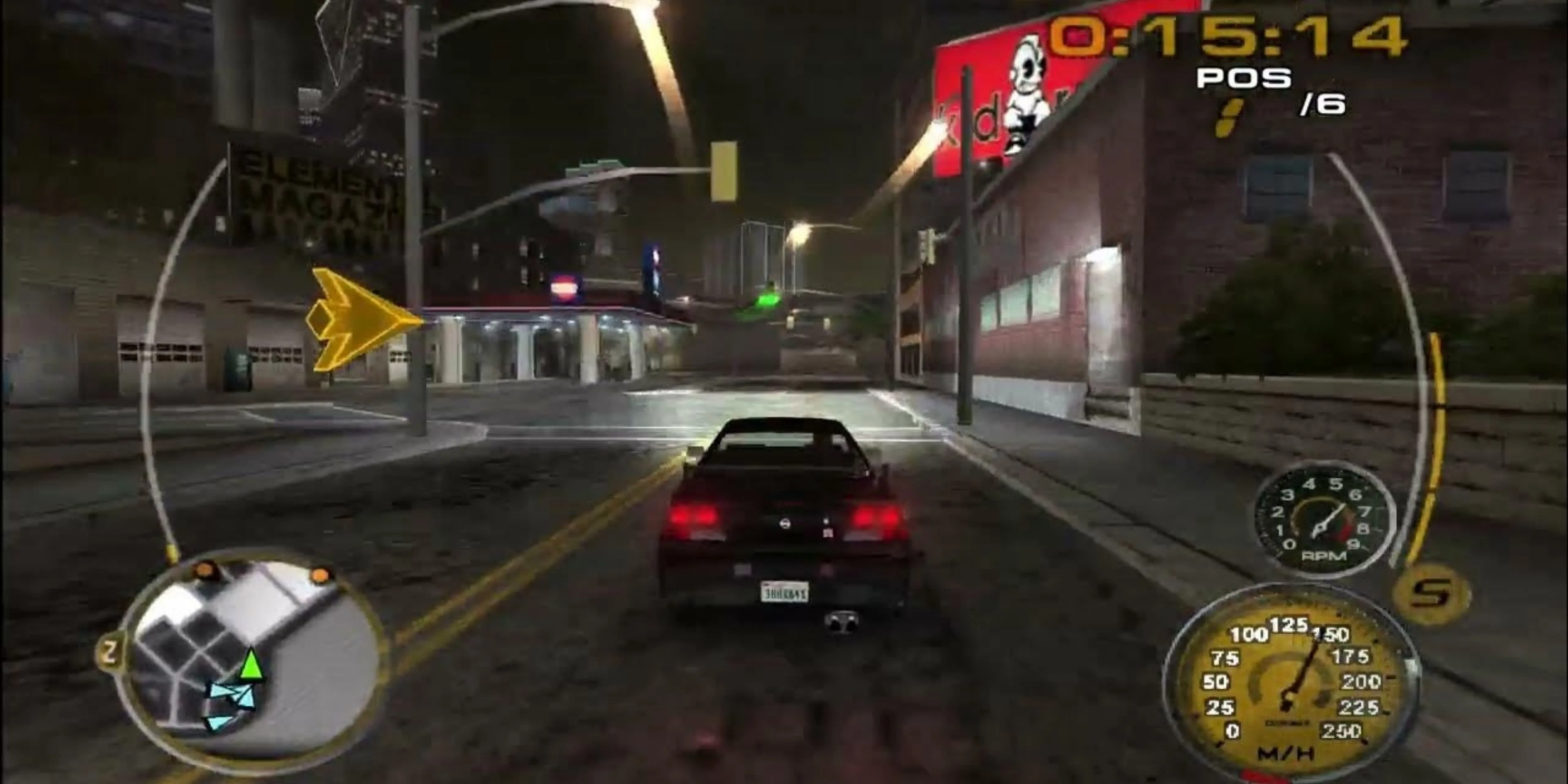 Giao diện Midnight Club 3 Dub Edition trên màn hình rộng
