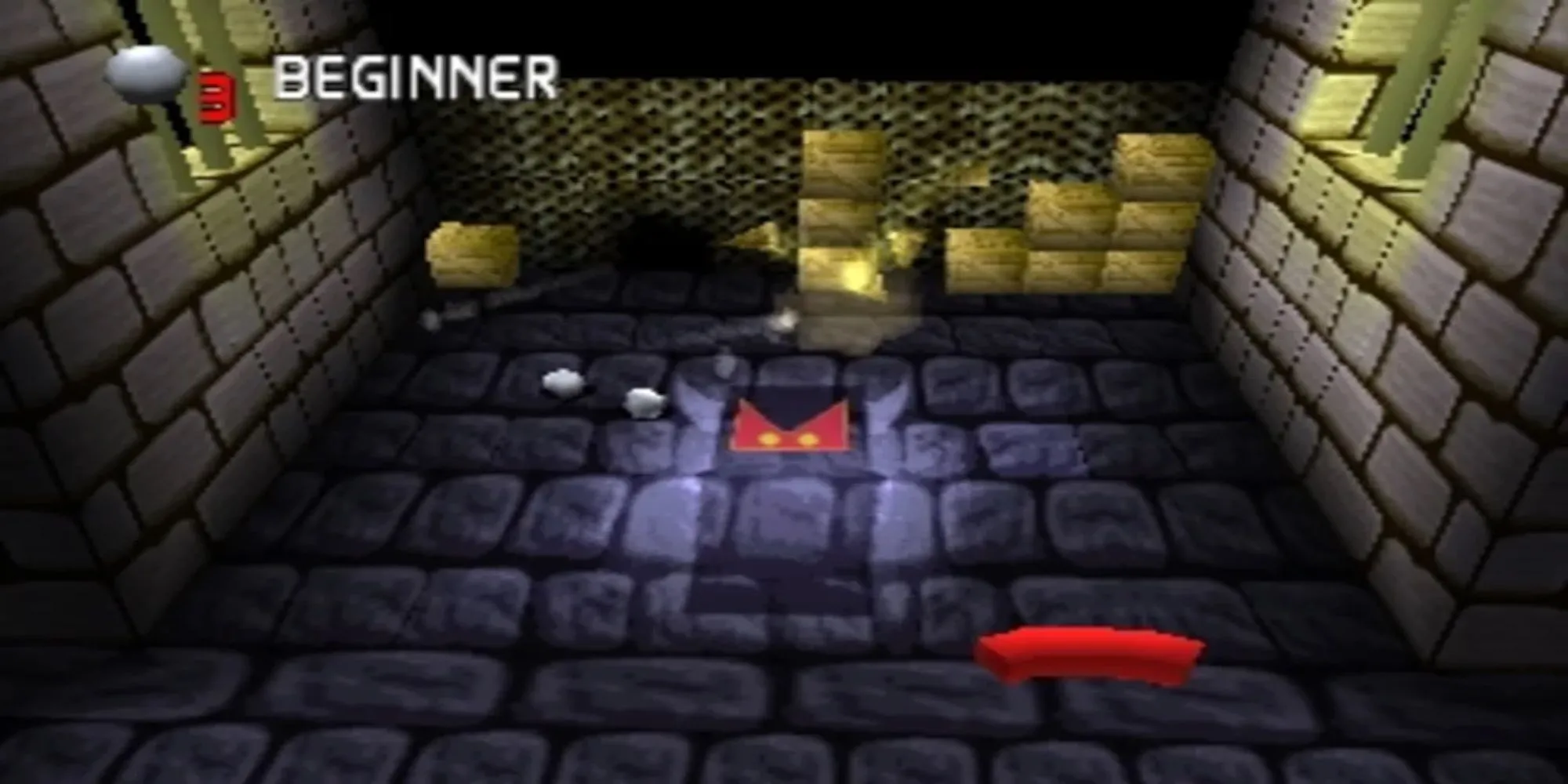 Góc nhìn gameplay của game Breakout phiên bản PS1 với nền 3D