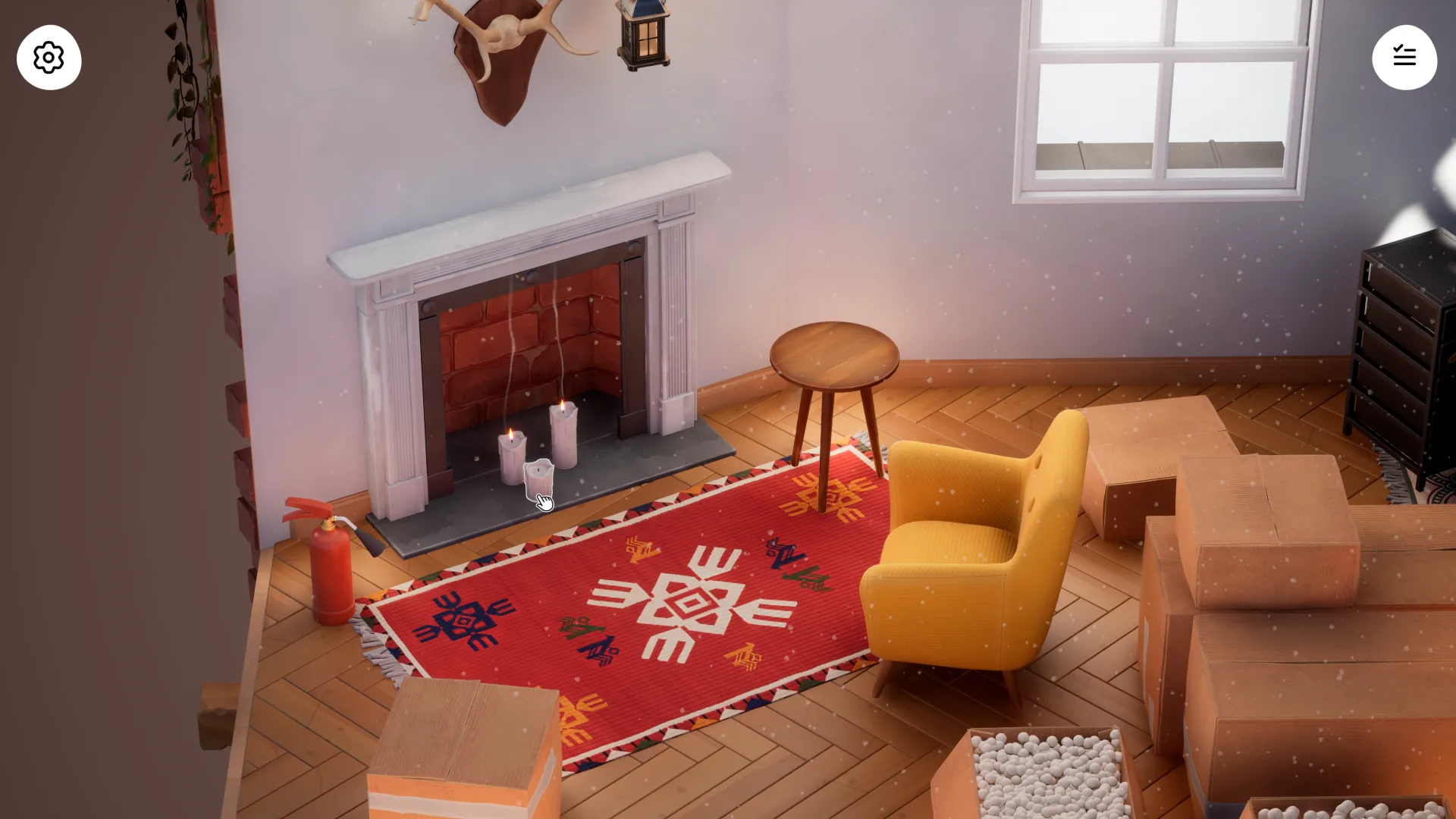Góc phòng gọn gàng, ngăn nắp trong game cozy Hozy