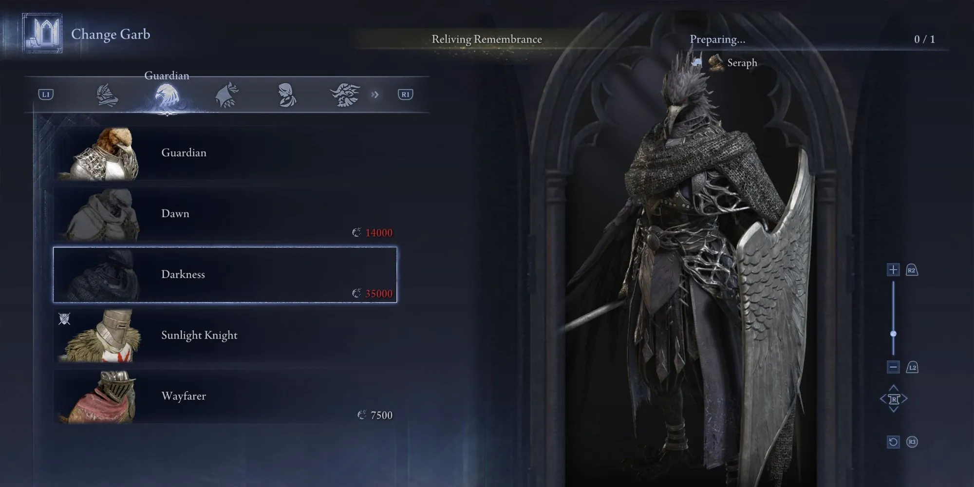 Guardian khoác lên mình bộ trang phục Darkness Set