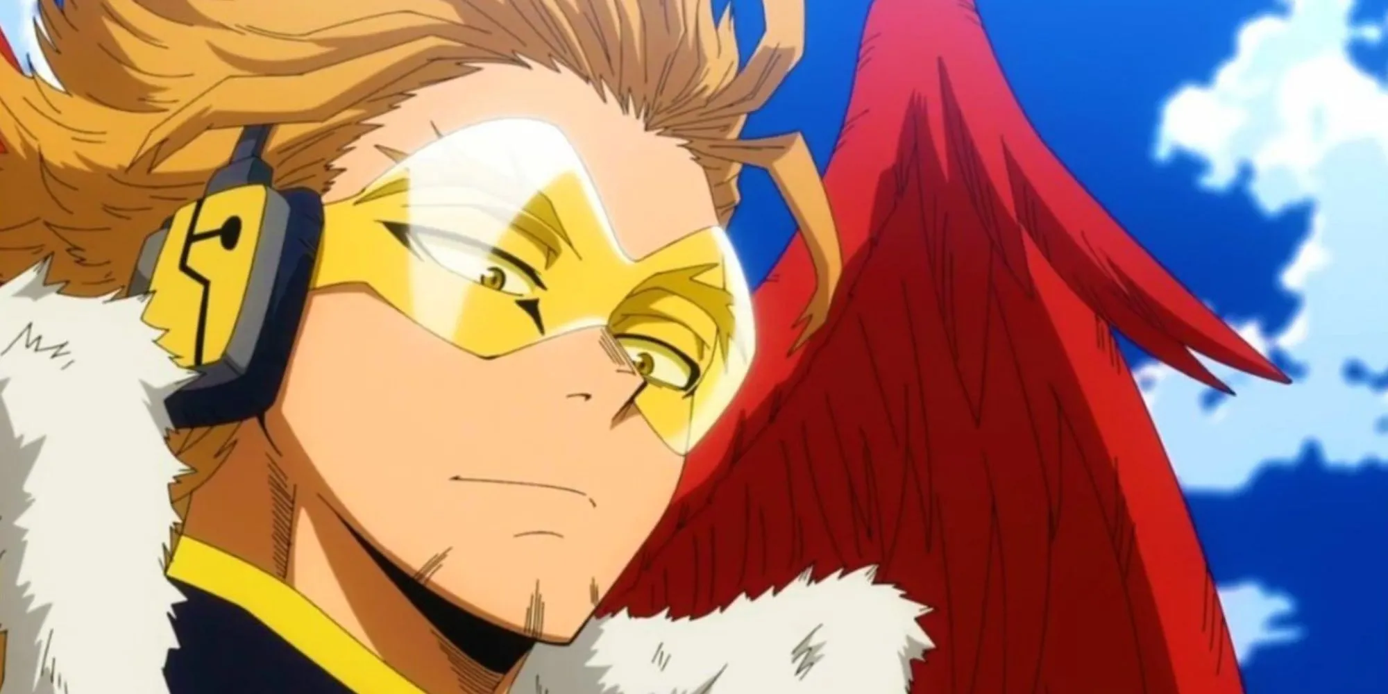 Hawks, anh hùng số 2 của My Hero Academia, nhìn xuống từ trên trời với cặp kính vàng đặc trưng