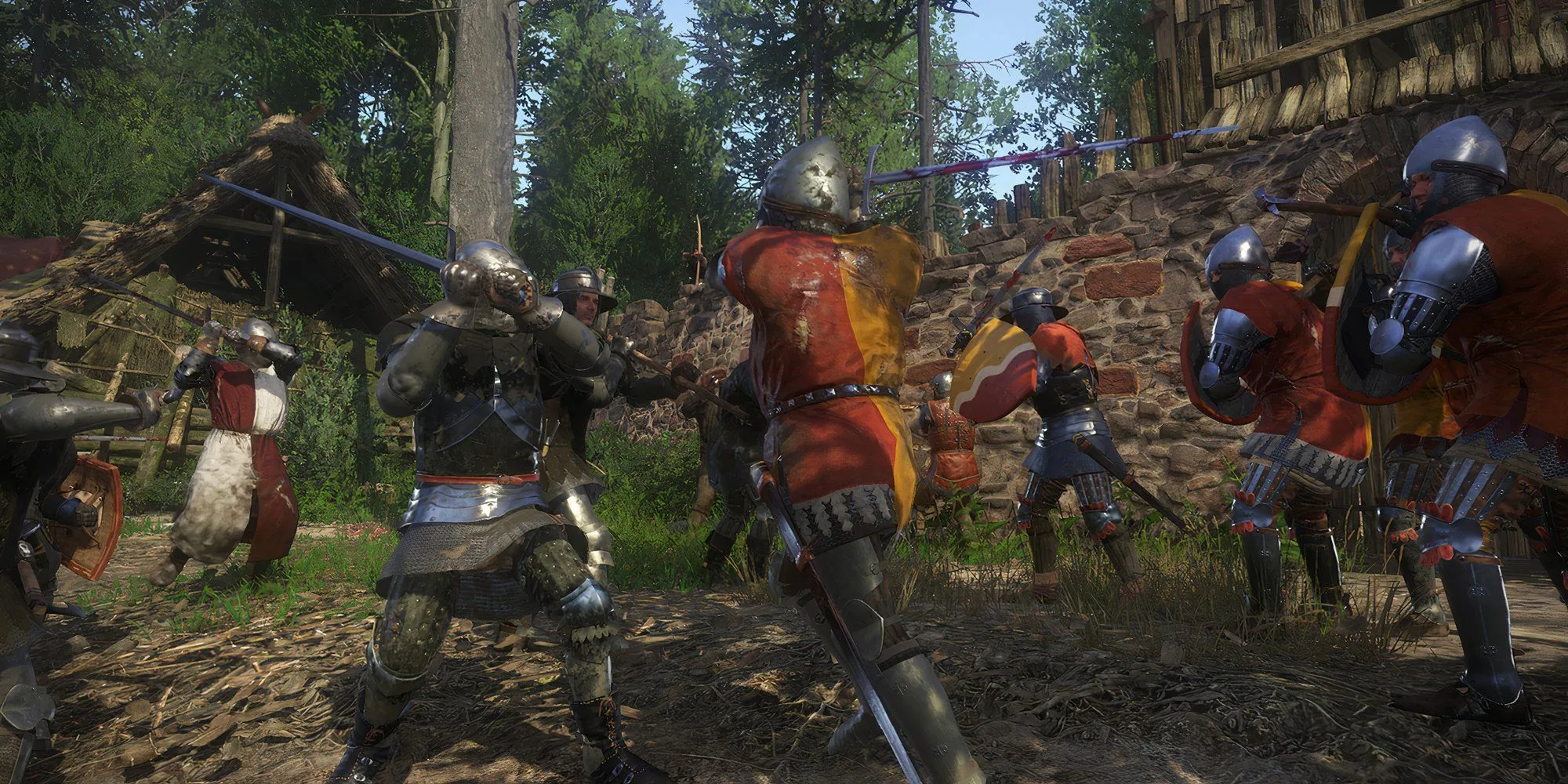 Henry giao chiến với kẻ địch trên cánh đồng trong Kingdom Come Deliverance