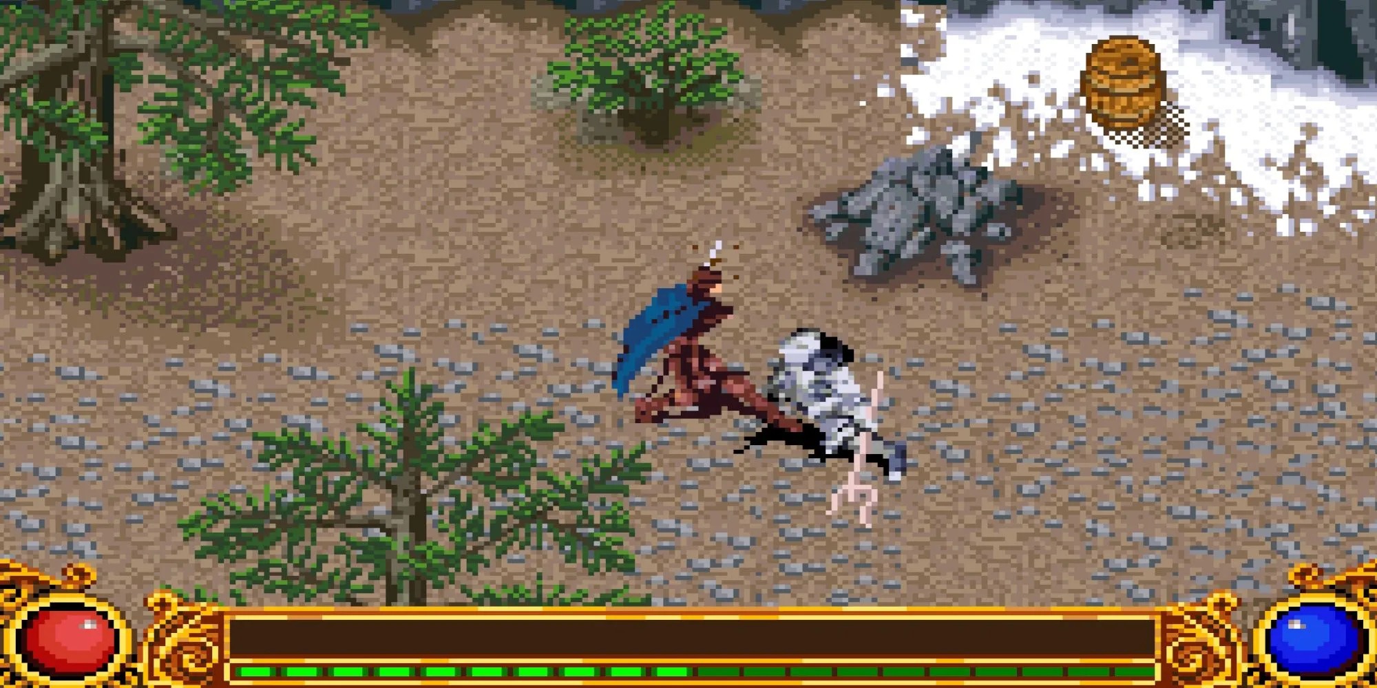 Hình ảnh gameplay Lord of the Rings The Two Towers GBA, nhân vật chiến đấu trong môi trường 3D