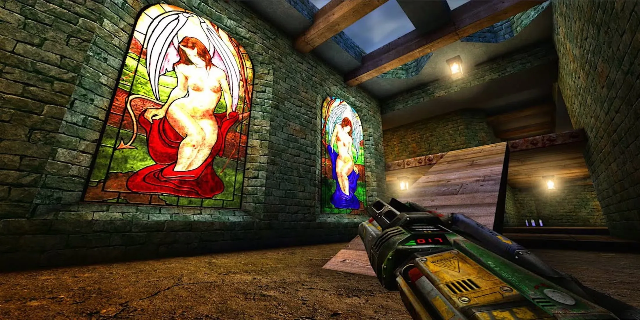 Hình ảnh gameplay tốc độ cao của tựa game FPS kinh điển Unreal Tournament, nổi tiếng với chế độ multiplayer.