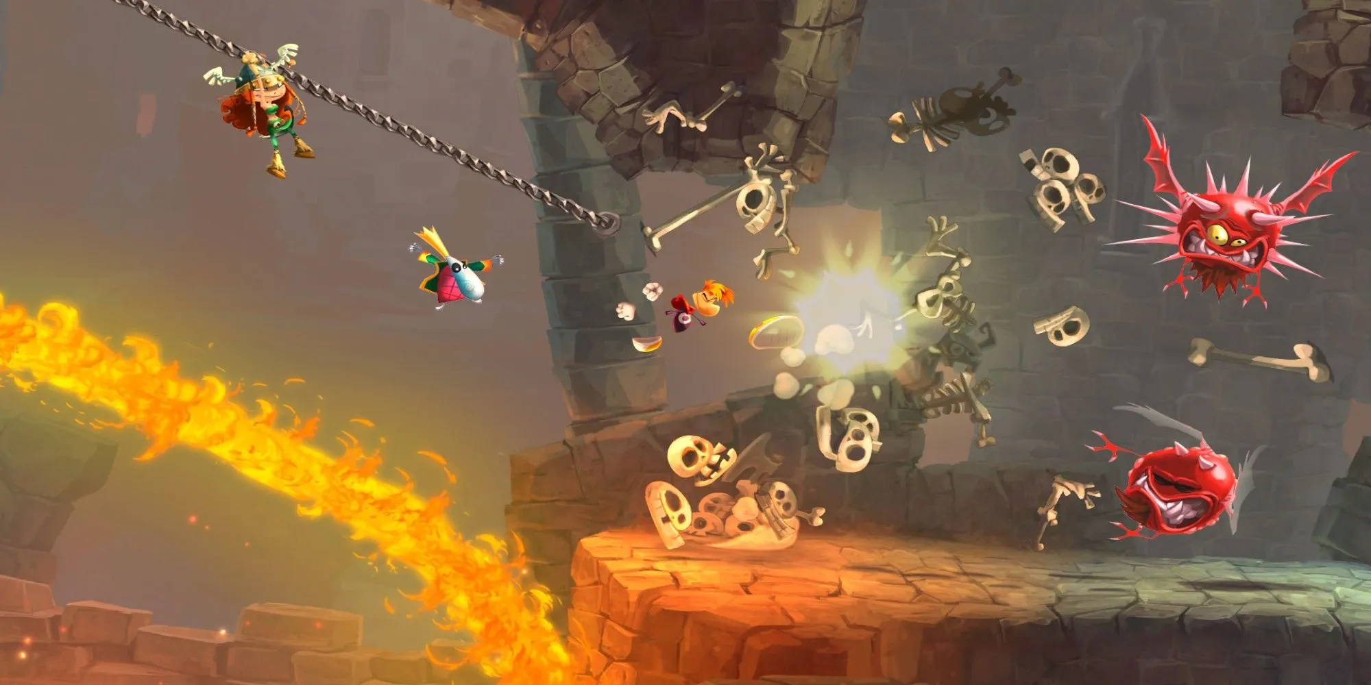 Hình ảnh giới thiệu Rayman Legends với đồ họa đầy màu sắc và nhân vật Rayman