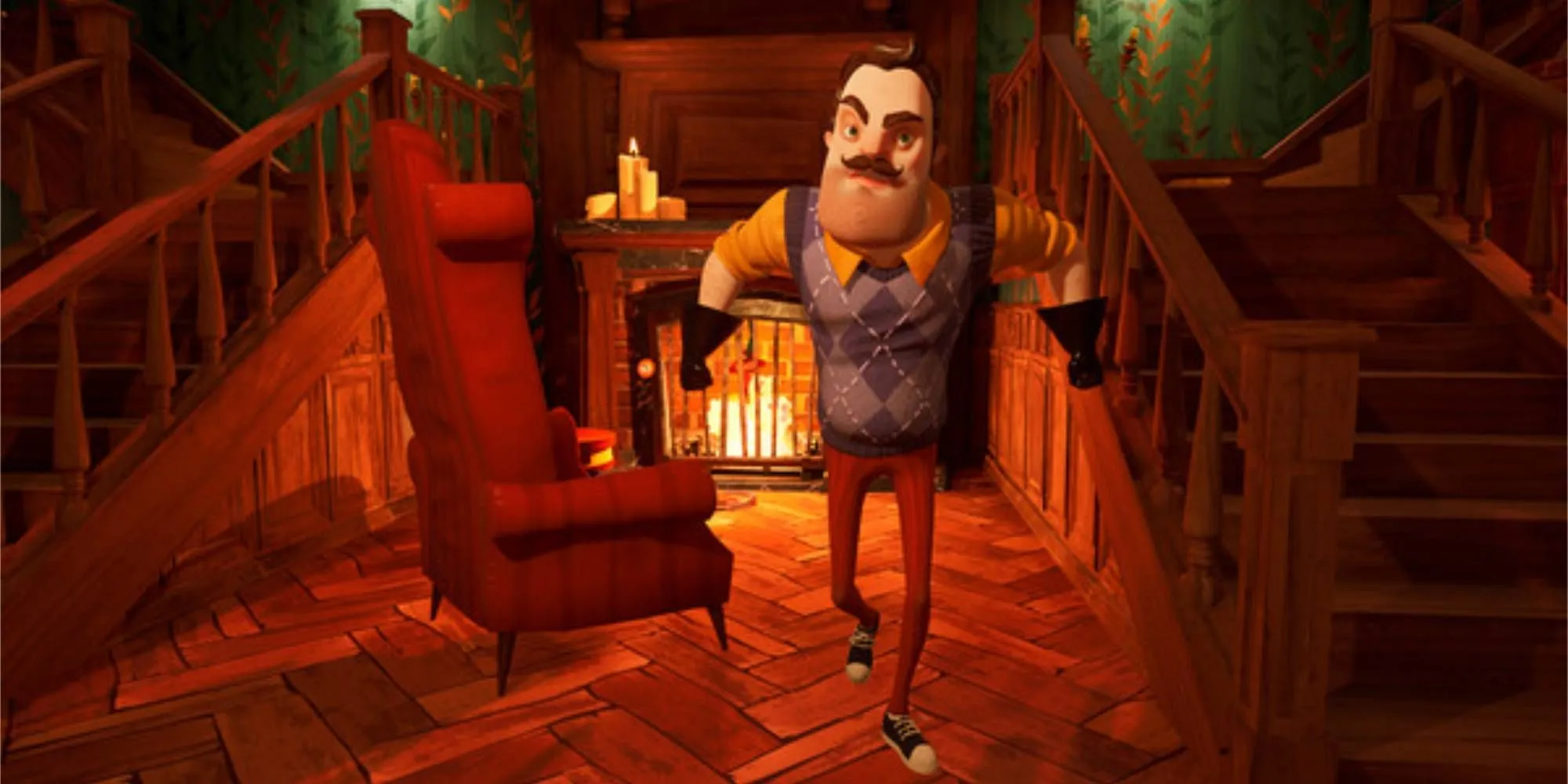 Hình ảnh góc nhìn thứ nhất trong Hello Neighbor 2 - Game kinh dị gia đình bị đánh giá là nông cạn.