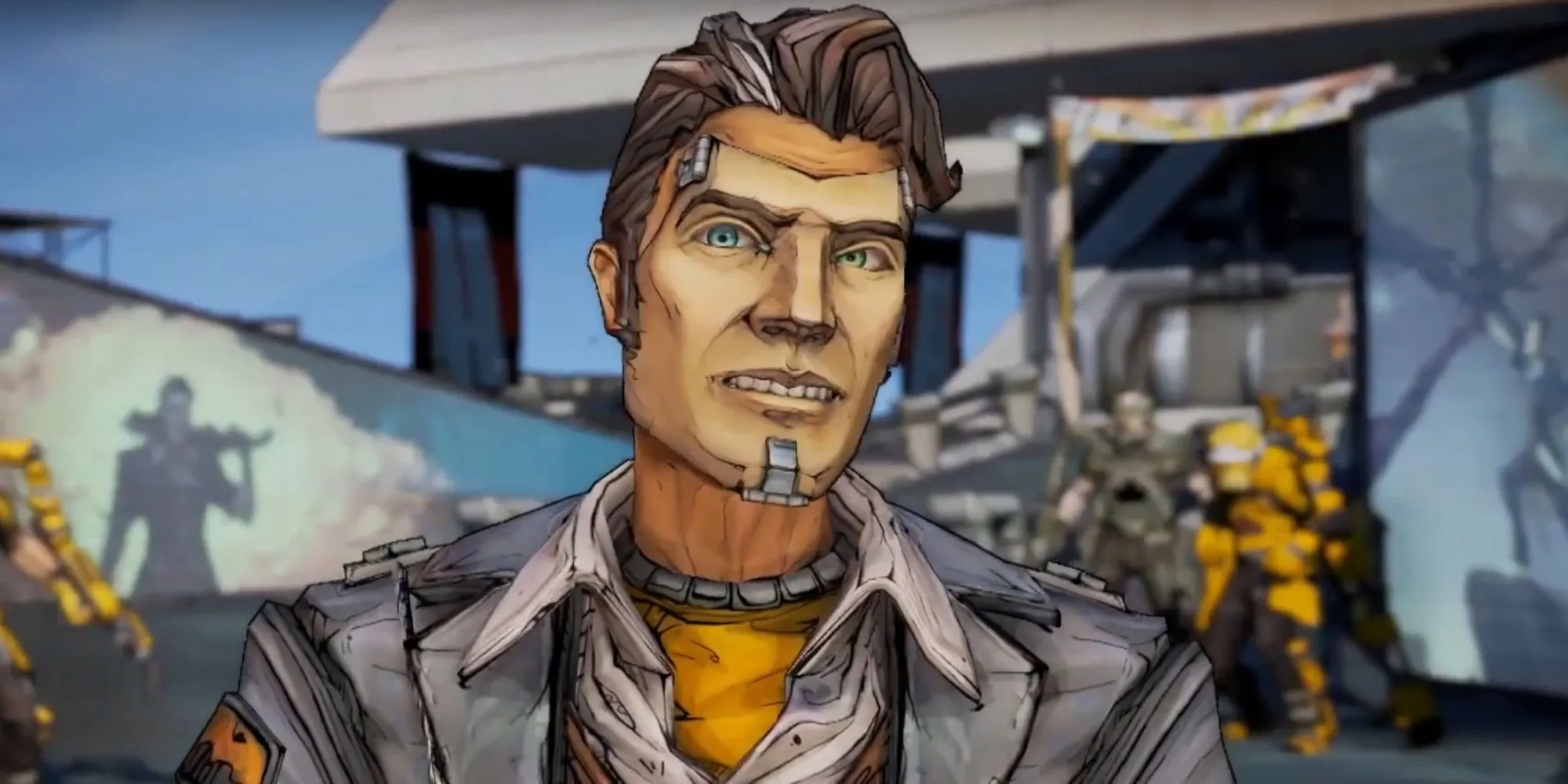 Hình ảnh Handsome Jack, nhân vật phản diện biểu tượng trong game looter shooter Borderlands 2, nổi bật với phong cách nghệ thuật độc đáo.