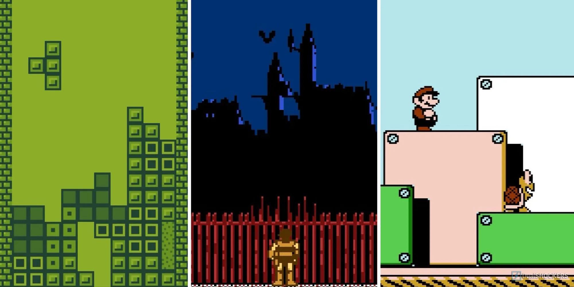 Hình ảnh minh họa cho nhạc nền chiptune bao gồm Tetris, Castlevania và Super Mario Bros. 3