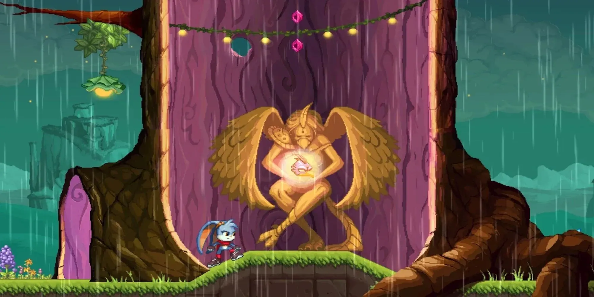 Hình ảnh nhân vật Kaze đang nhảy trong Kaze and the Wild Masks, gợi nhớ đến phong cách Donkey Kong