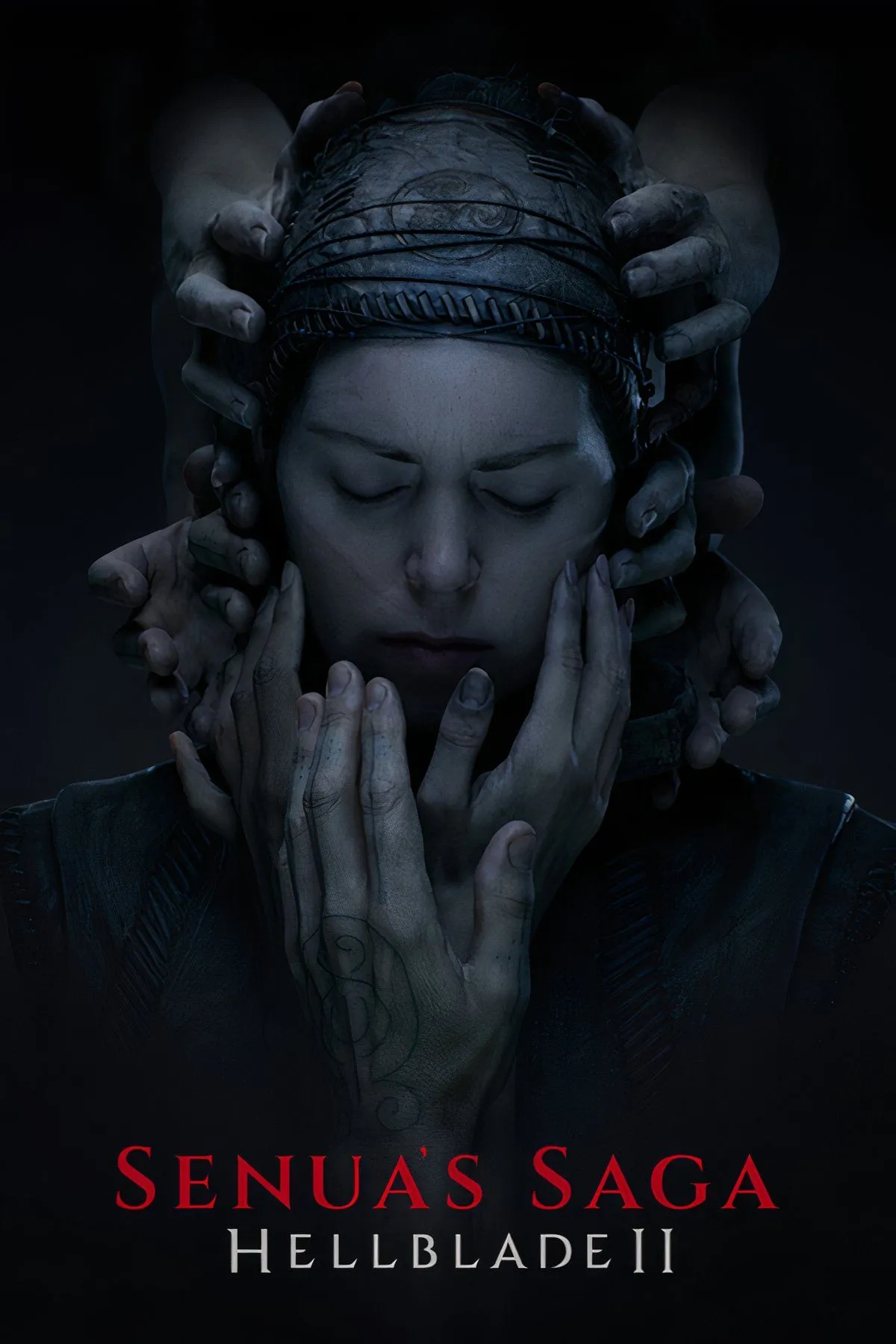 Hình ảnh tổng hợp key art Hellblade 2 cùng logo các nền tảng PS5, Xbox Series X/S và Nintendo Switch, minh họa cho việc phát hành bản vật lý đa nền tảng.