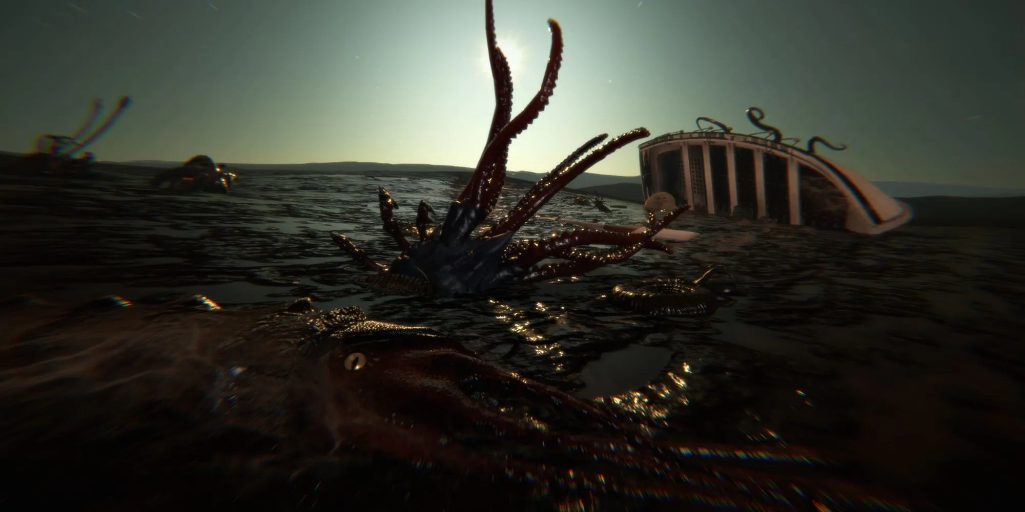 Hình ảnh từ game Dagon: by H.P. Lovecraft, thể hiện một sinh vật biển khổng lồ đáng sợ