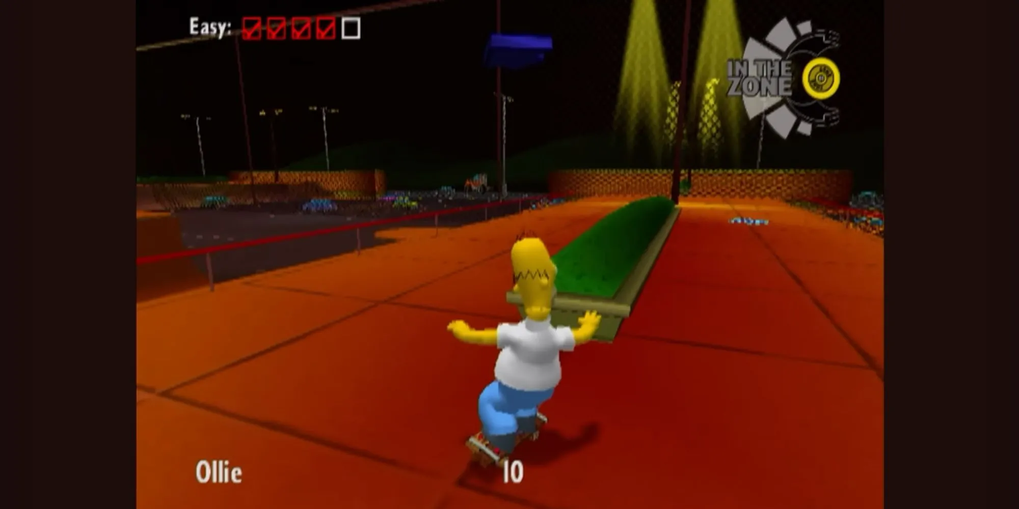Homer thực hiện động tác Ollie trong The Simpsons Skateboarding