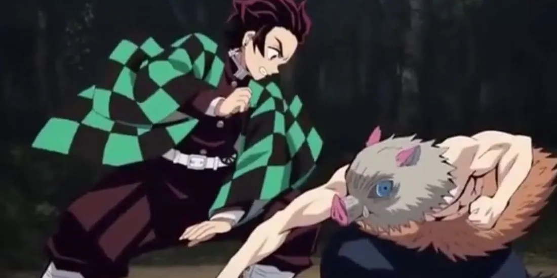 Inosuke Hashibira và Tanjiro Kamado từ Demon Slayer
