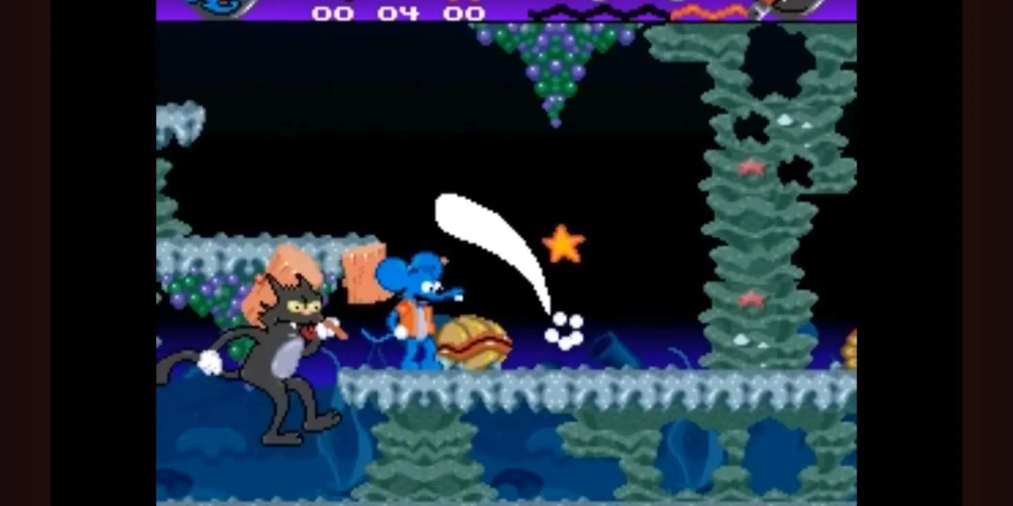 Itchy và Scratchy đang chiến đấu dữ dội trong game The Itchy and Scratchy Game