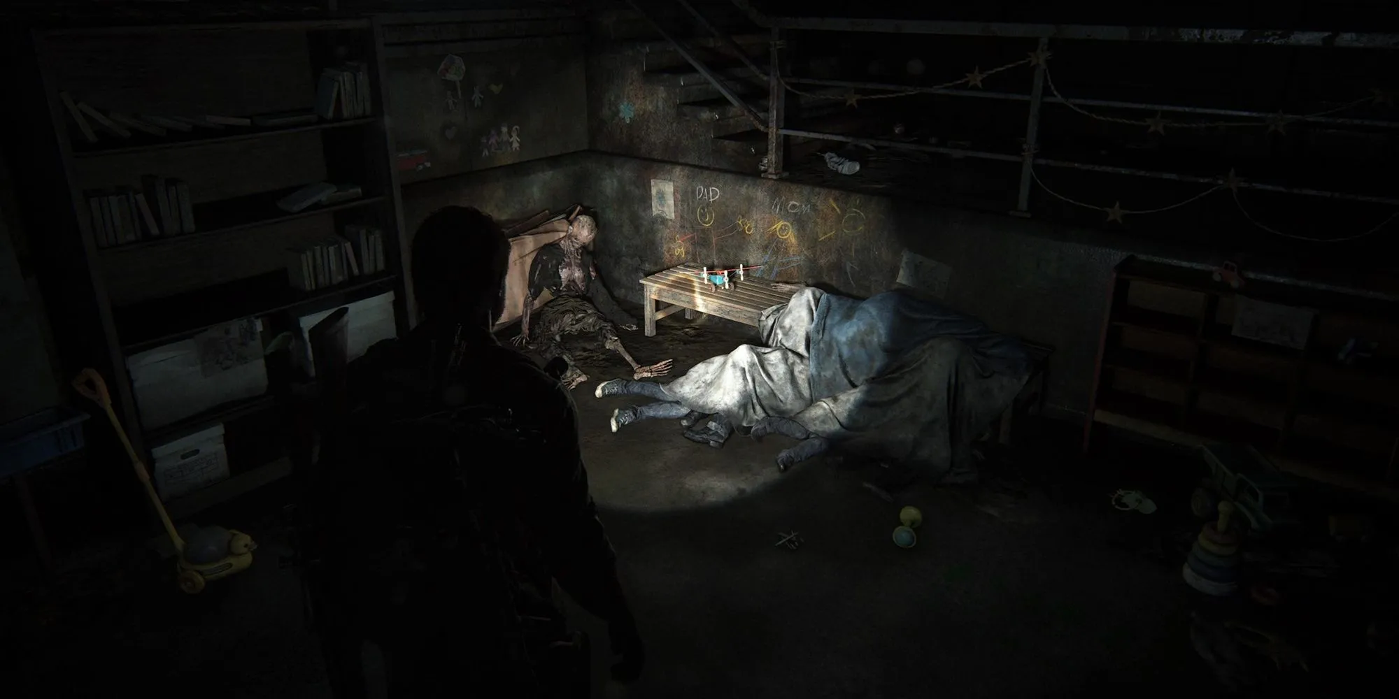 Joel, Ellie, Henry và Sam khám phá hệ thống cống ngầm trong The Last of Us Part 1, nơi ẩn chứa nhiều bí mật và nguy hiểm.