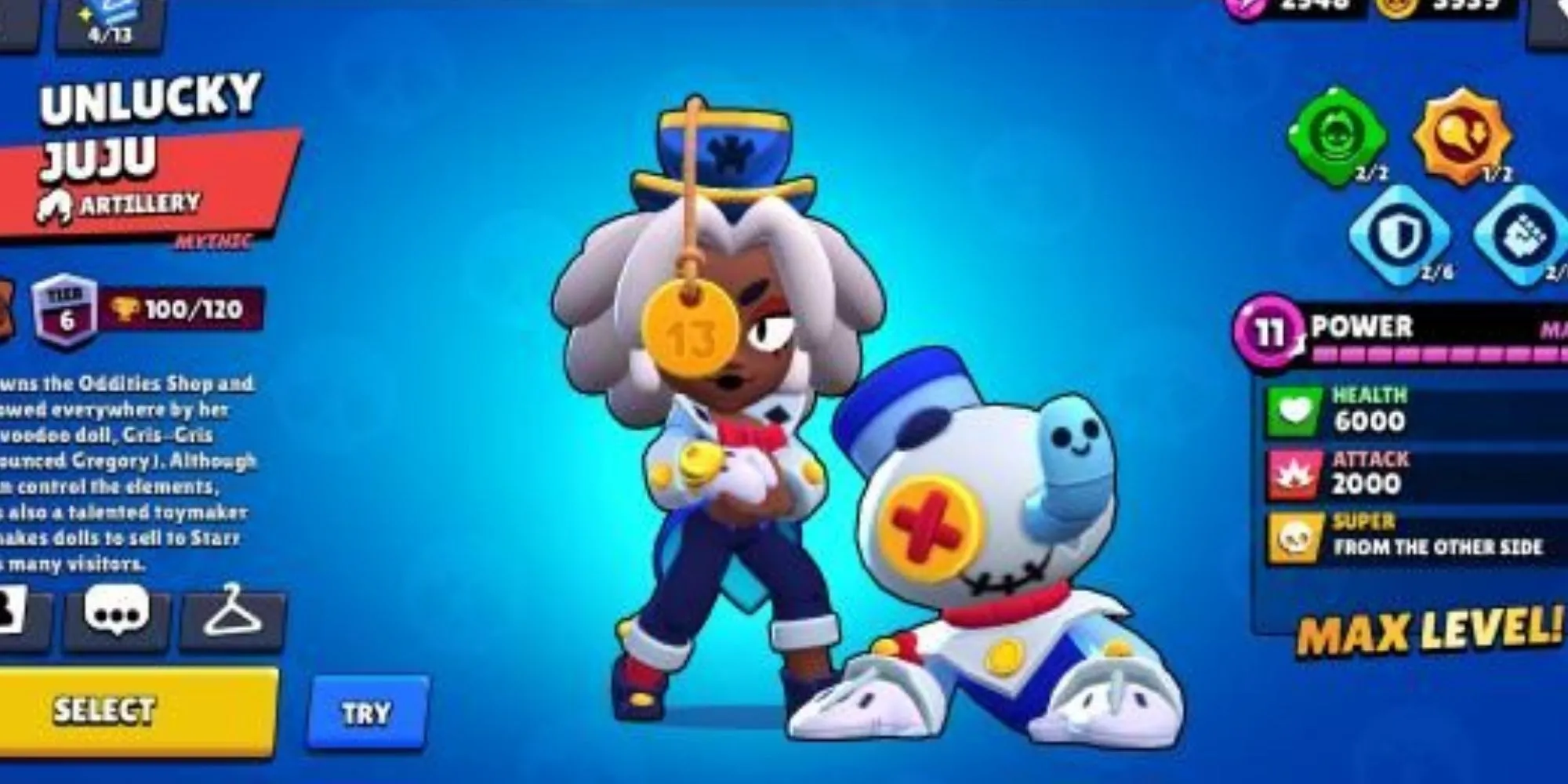 Juju, brawler pháo thủ trong Brawl Stars, đang sử dụng kỹ năng trên môi trường nước