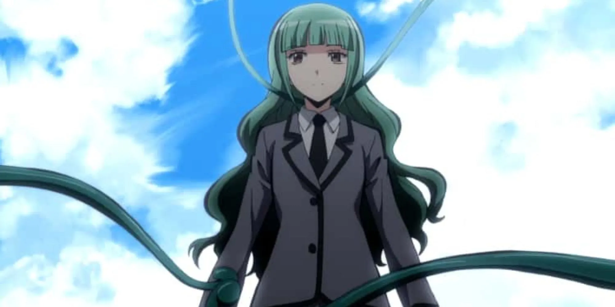 Kaede Kayano với xúc tu màu xanh lá cây trong Assassination Classroom