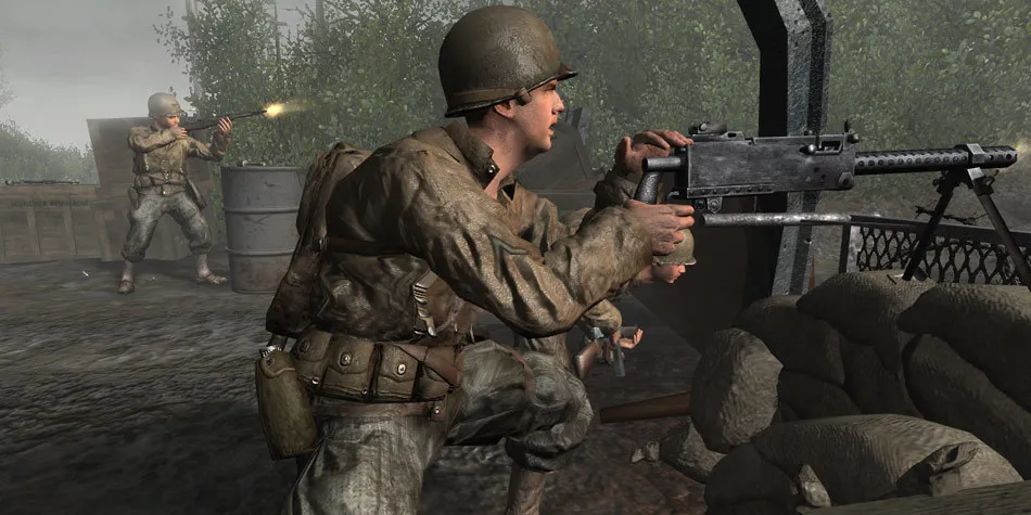 Khoảnh khắc chiến đấu trong tựa game Call of Duty 2 thời Thế chiến 2