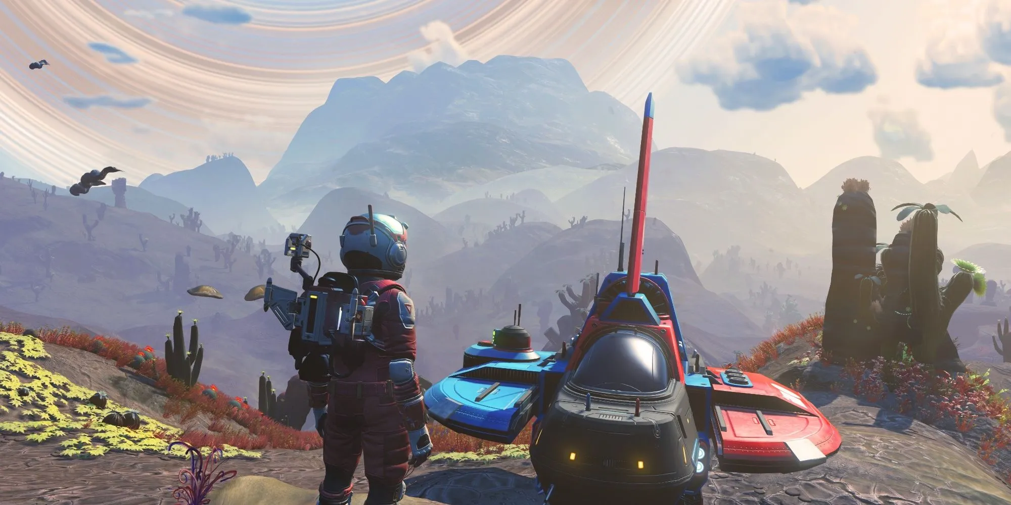Khung cảnh một hành tinh độc đáo, minh họa cho thế giới rộng lớn vô tận trong No Man's Sky