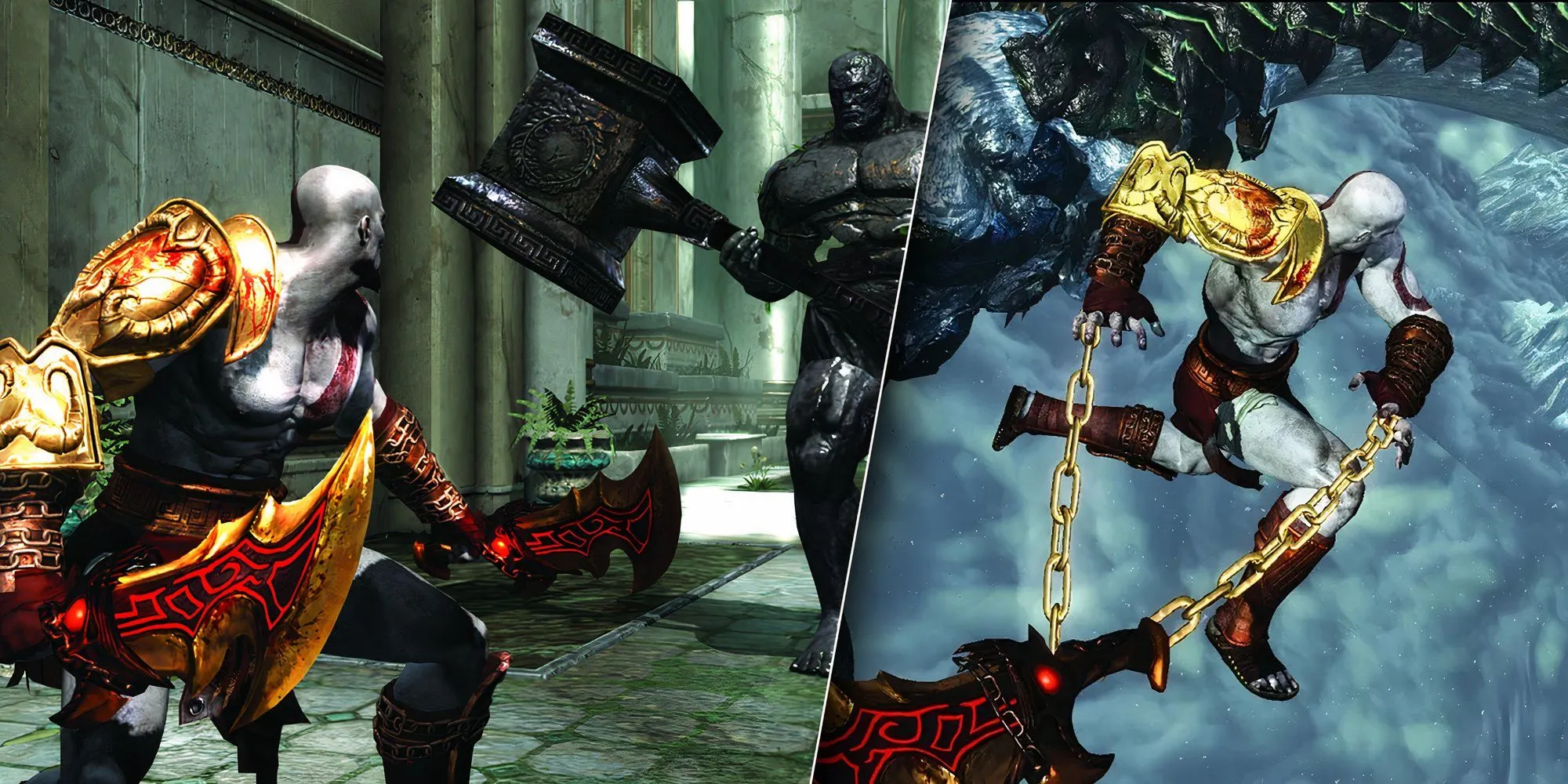 Kratos đối đầu với Hades trong một phân cảnh hành động của God of War 3 trên PS3