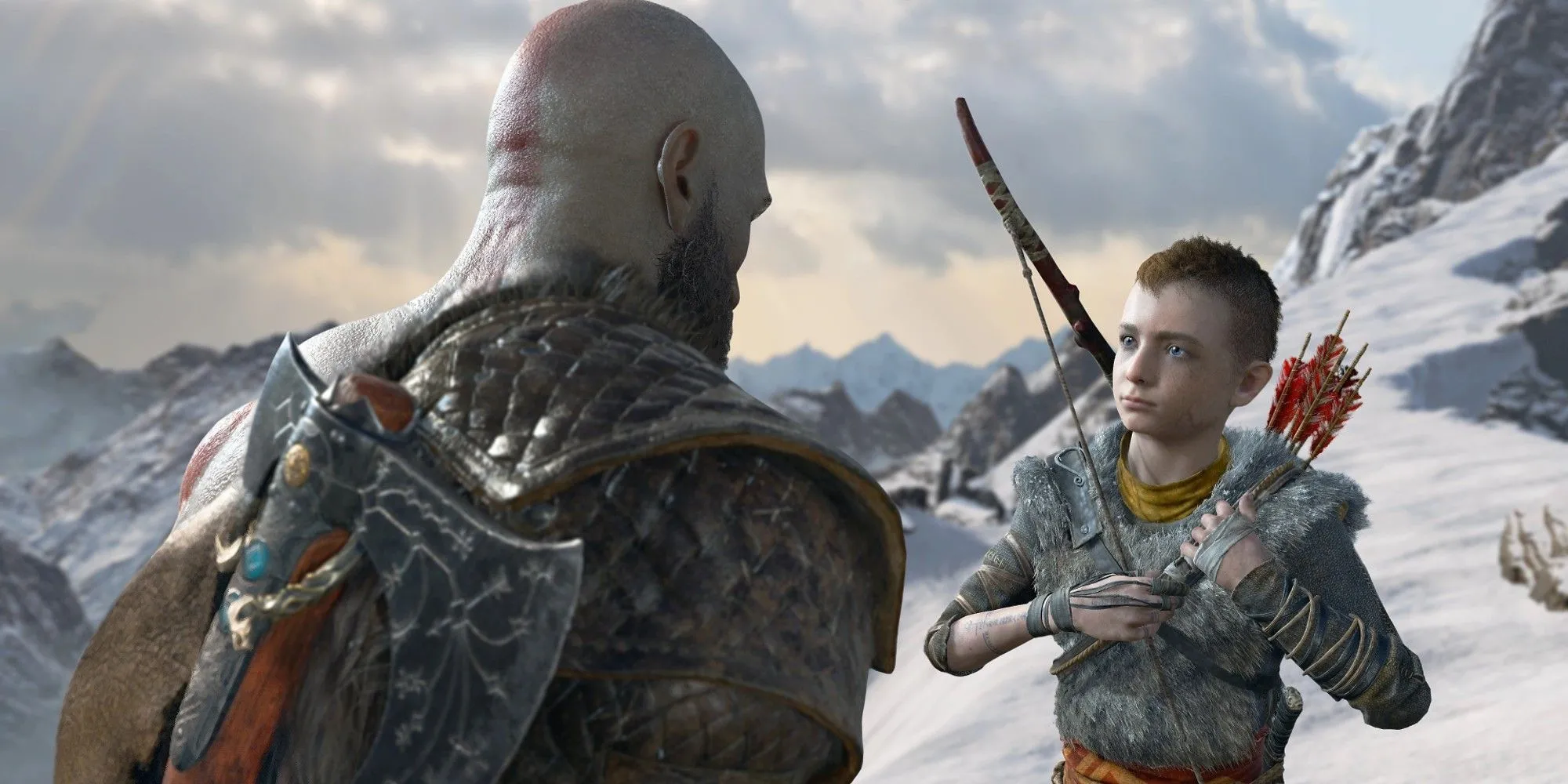 Kratos và con trai Atreus trong God of War Ragnarök, Atreus được kỳ vọng là người kế thừa series.