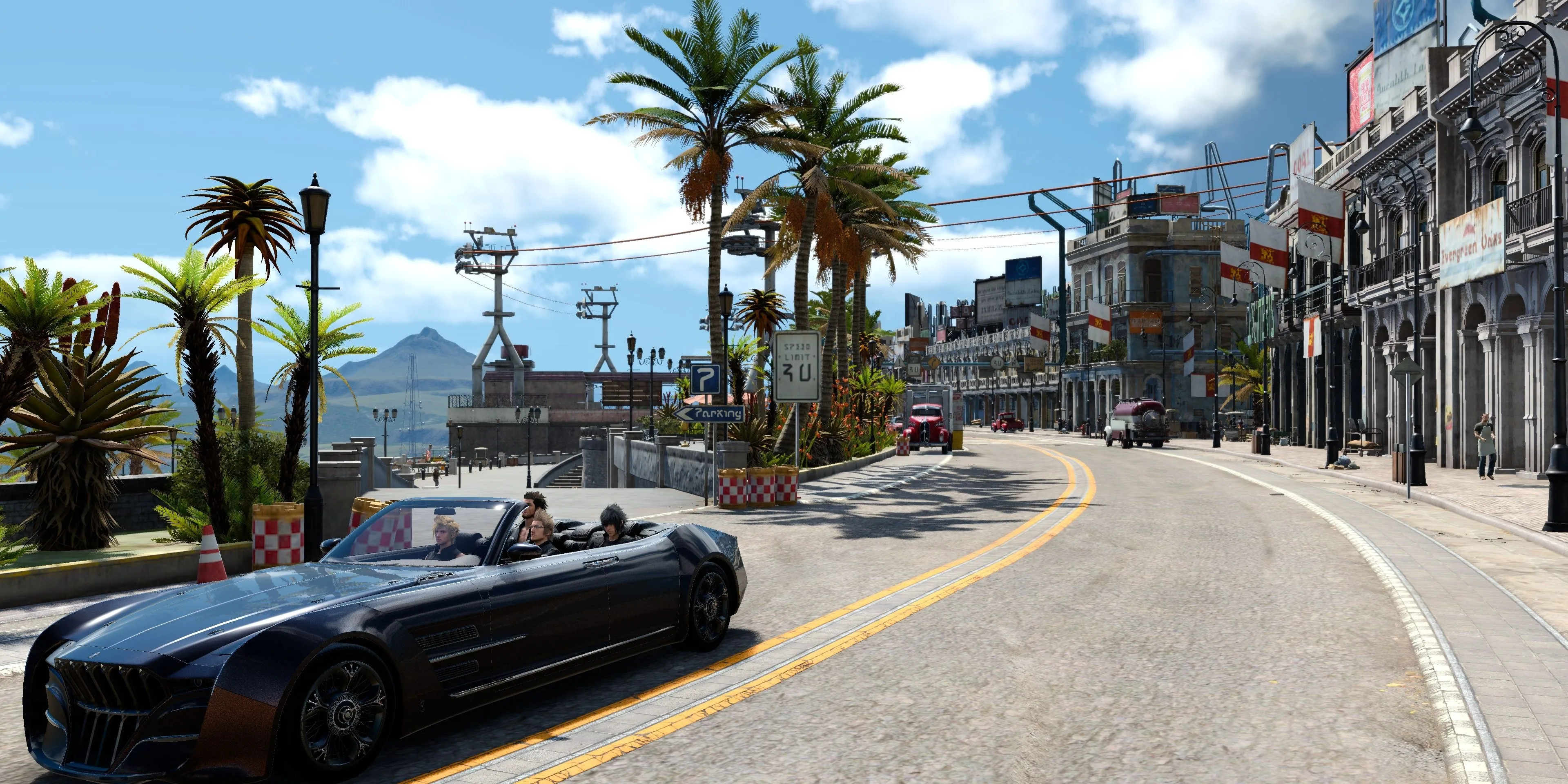 Lái xe qua Lestallum trong Final Fantasy 15