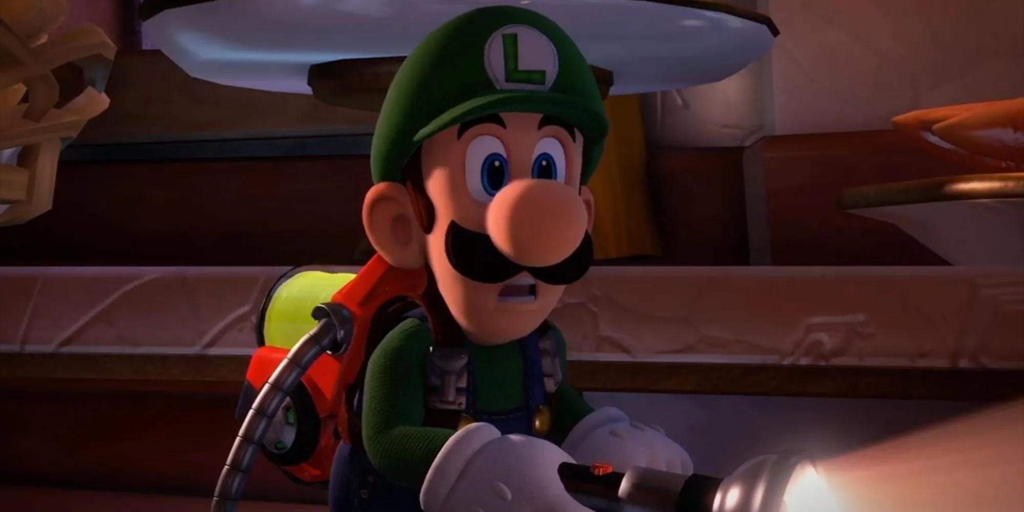 Luigi sợ hãi trong Luigi's Mansion 3
