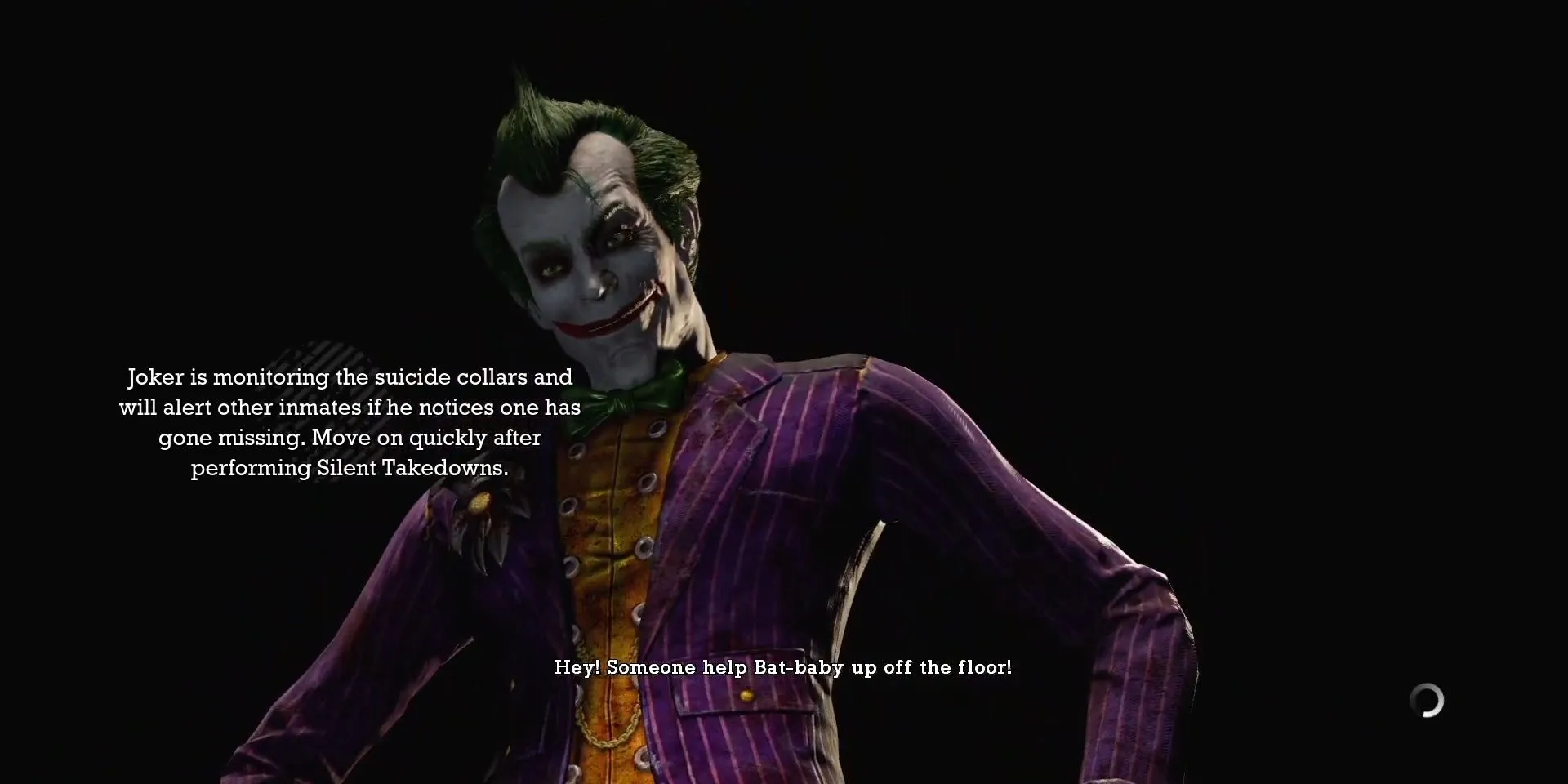 Màn hình game over với Joker trong Batman: Arkham Asylum chế giễu Batman