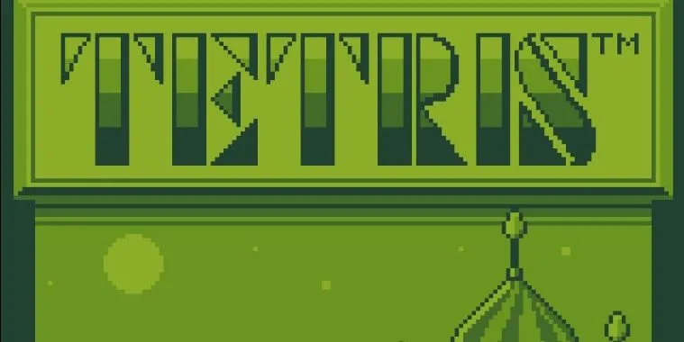 Màn hình tiêu đề game Tetris năm 1989 trên Game Boy