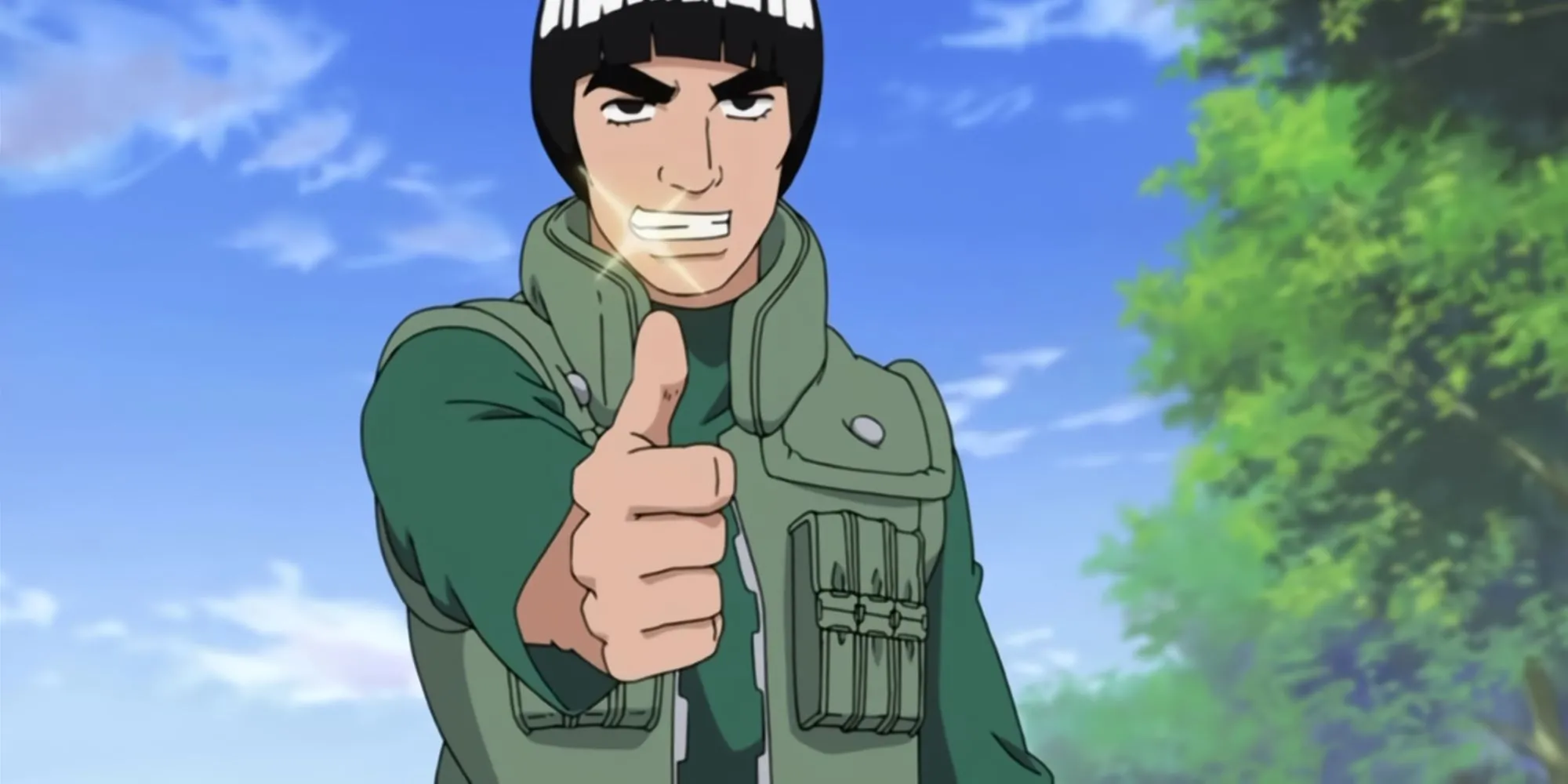 Might Guy với nụ cười rạng rỡ, bậc thầy Thể Thuật trong Naruto.