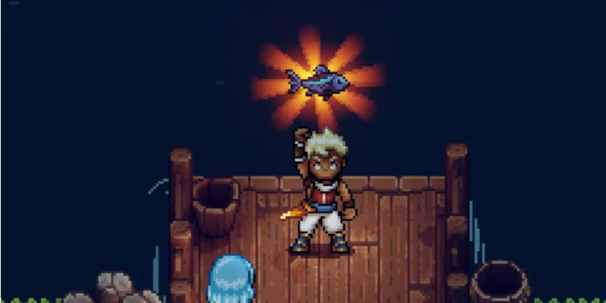 Mini-game câu cá thư giãn trong Sea of Stars