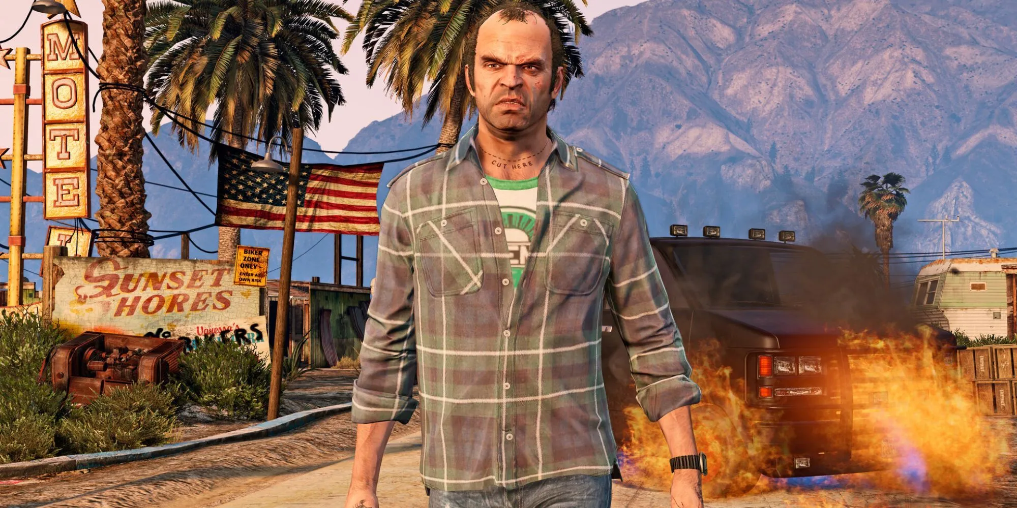 Một cảnh hành động đặc trưng trong game Grand Theft Auto V