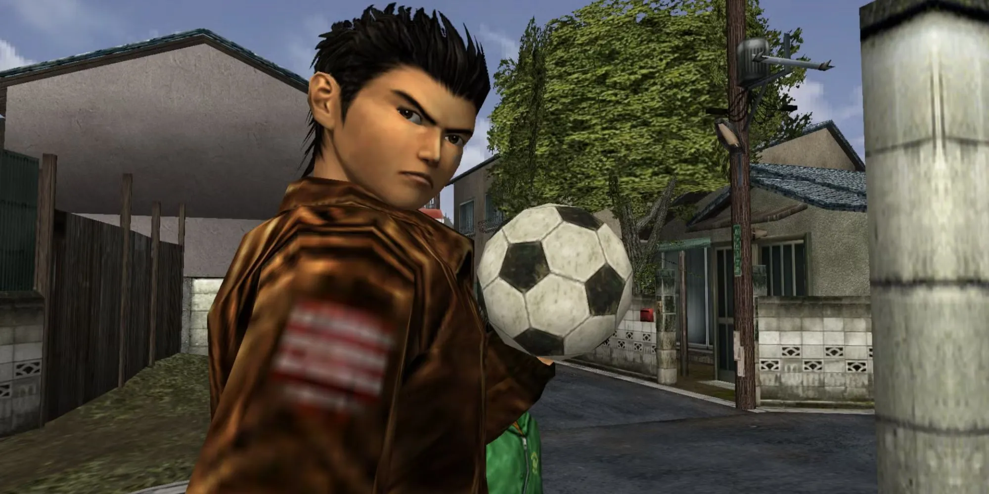 Một đoạn cắt cảnh với hai nhân vật trong Shenmue 1, phong cách game phiêu lưu hành động