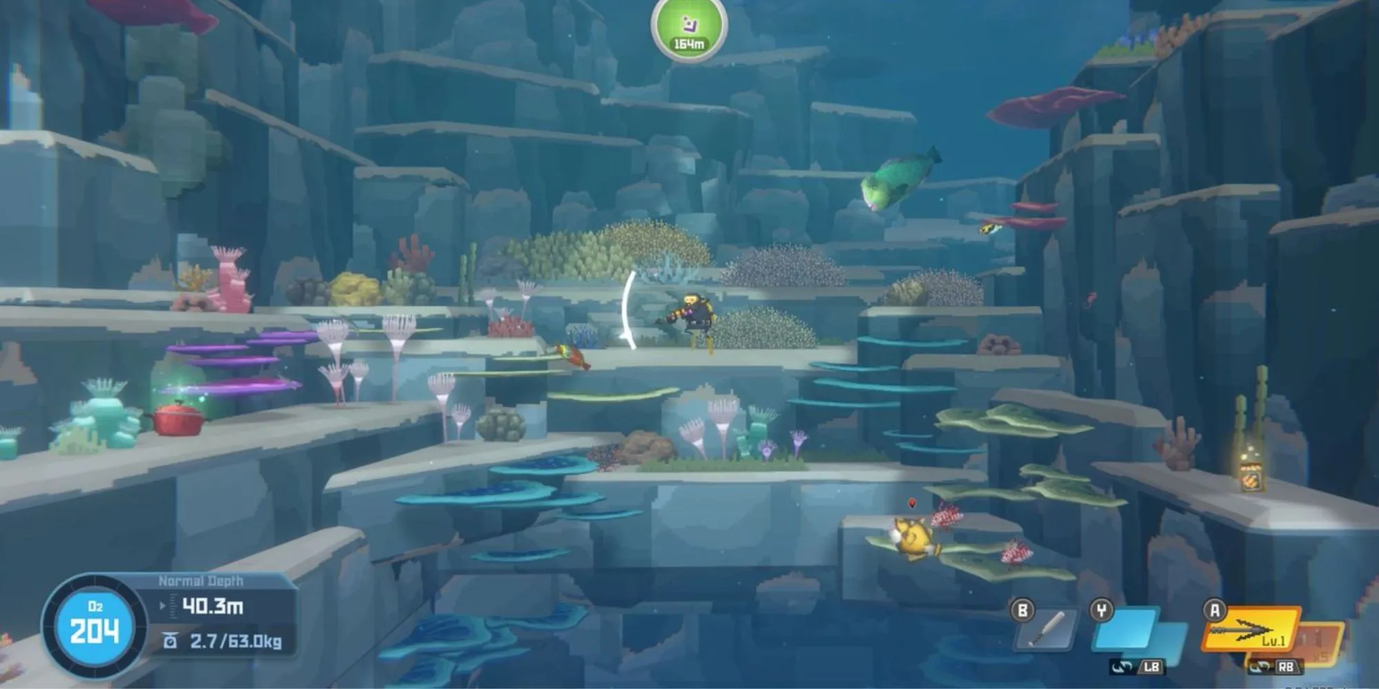 Ngắm bắn cá bằng lao móc trong game Dave The Diver