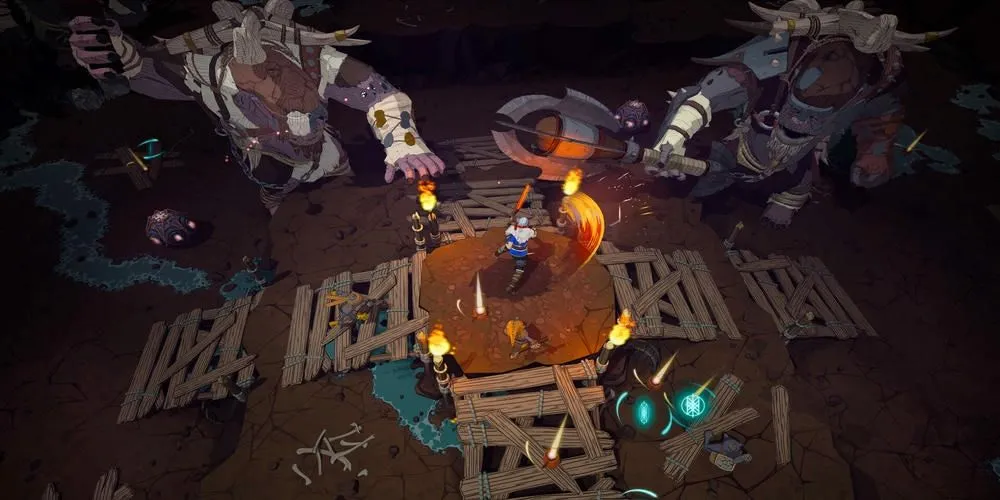 Người chơi cùng nhau phòng thủ chống lại những gã khổng lồ trong game sinh tồn co-op Tribes of Midgard