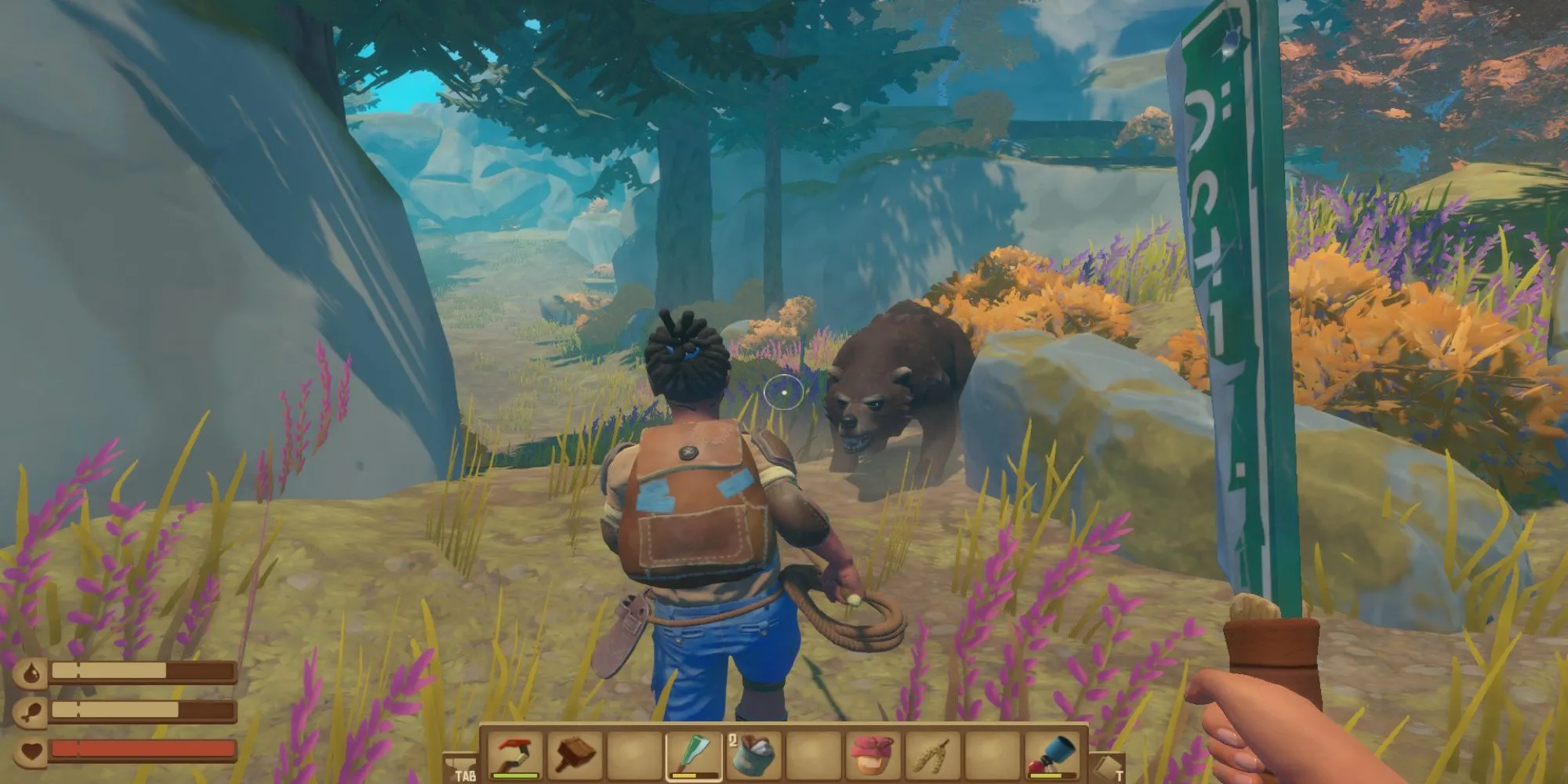 người chơi đứng trên bè gỗ lớn trong Raft