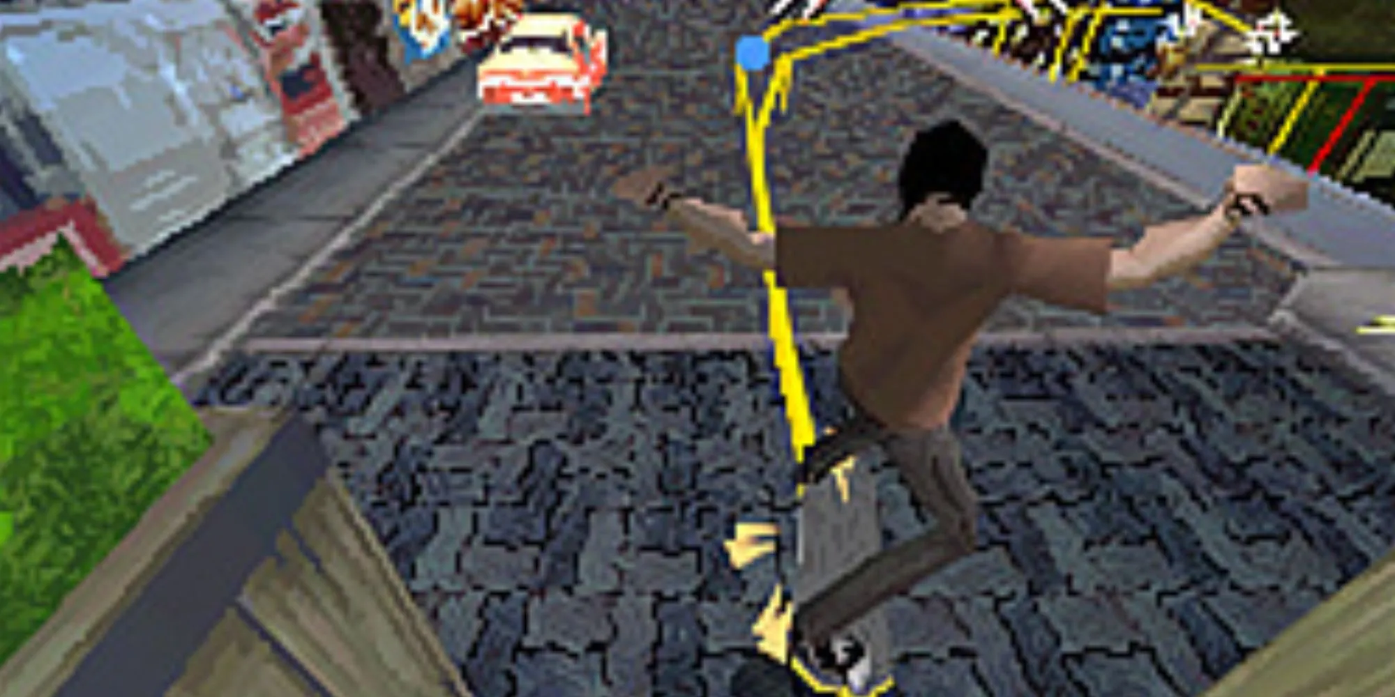 Người chơi sử dụng thiết bị Motion Pack trên Nintendo DS để chơi Tony Hawk Motion