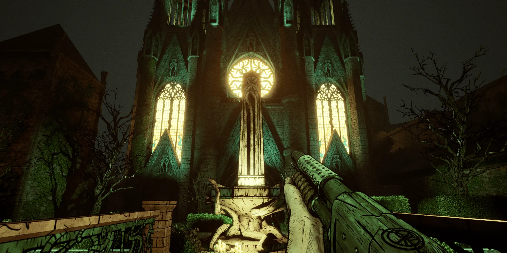 Nhà thờ và Shotgun trong Forgive Me Father 2 mang phong cách Lovecraftian